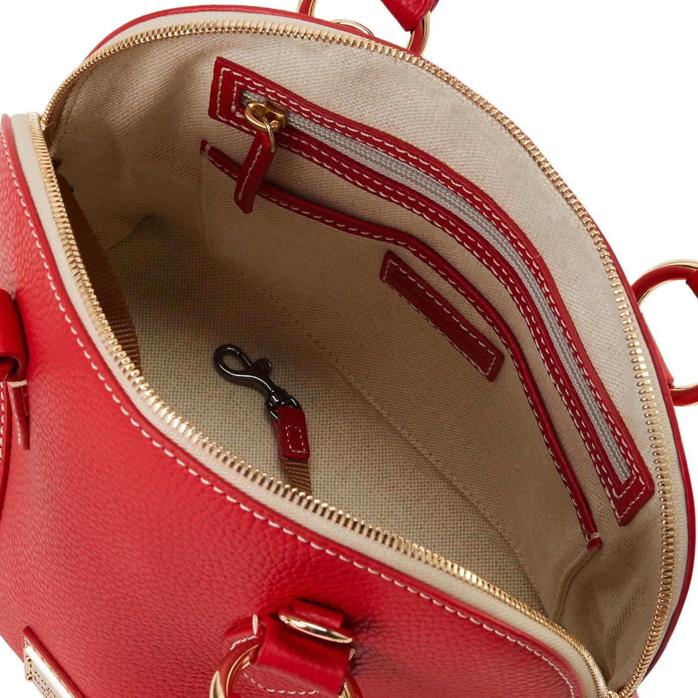 Dooney & Bourke Handbags for Women, Lucca Leather Domed Satchel Handbag with Adjustable Crossbody/Shoulder Strap