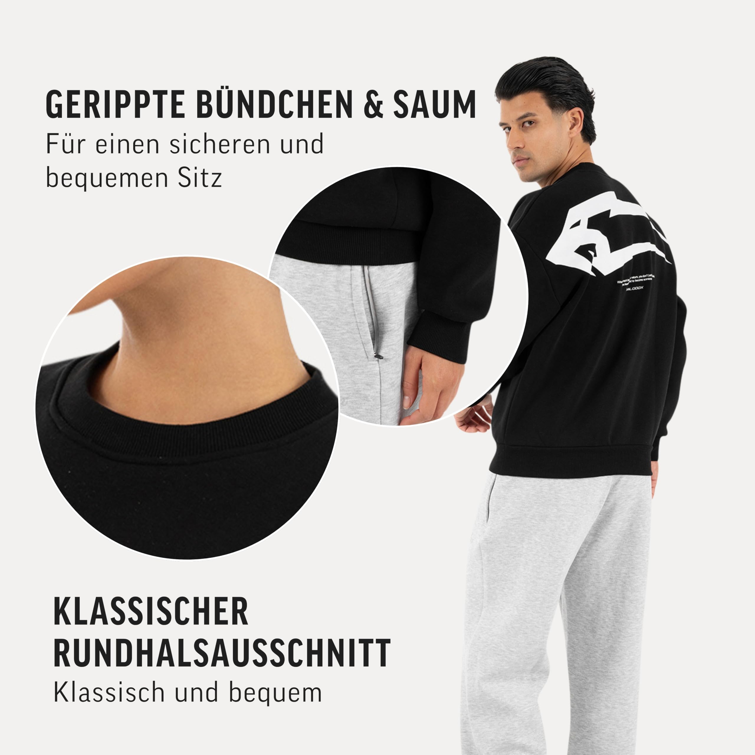 SMILODOX Sweatshirt Unisex Tane Oversize Fit Rundhals Pullover mit großem Rückenprint & Brustlogo, lockerer Streetwear Sweater aus weichem Material, Oversized Pullover für Herren Damen