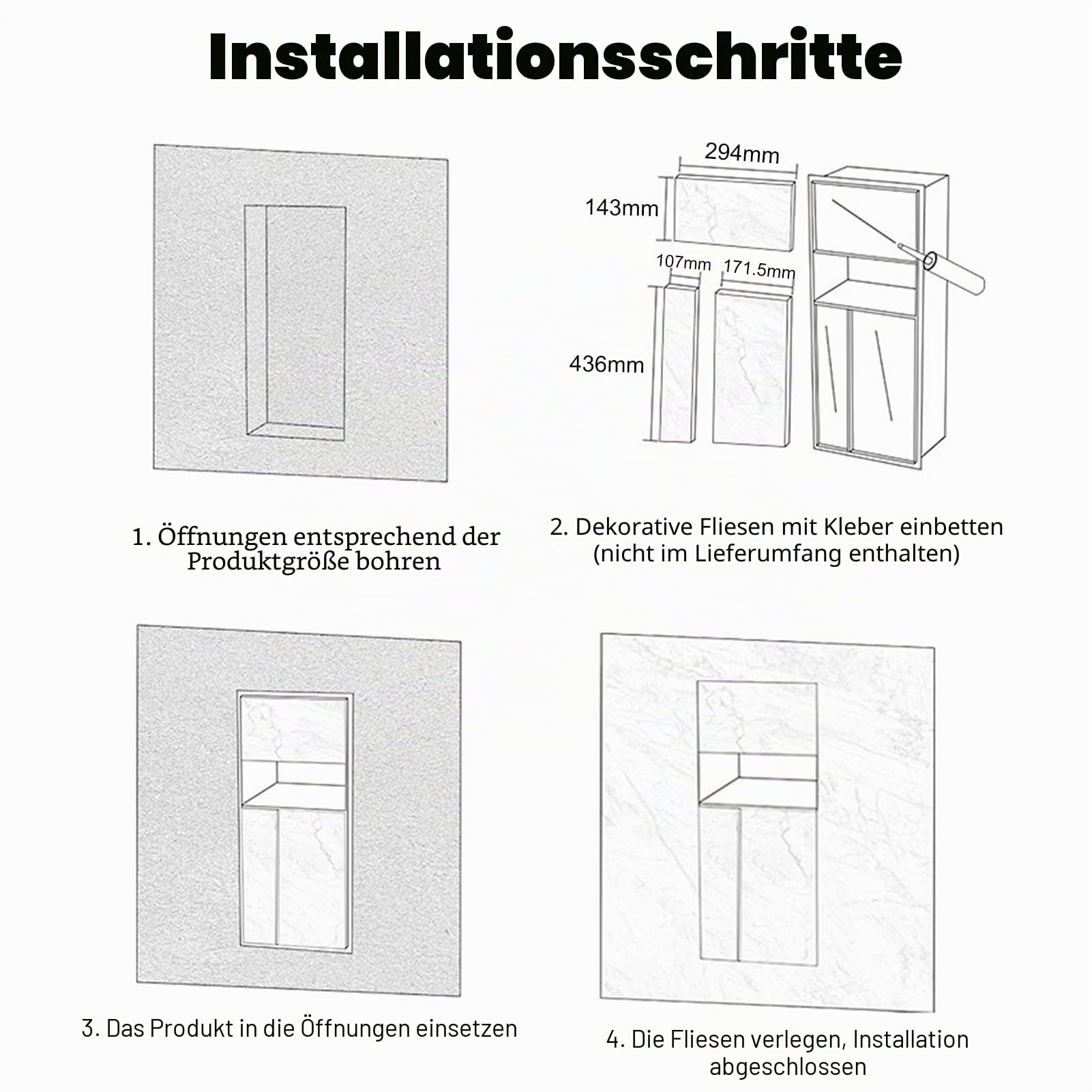 Toilettenpapierhalter Unterputz Eingebaute Toilettenpapier-Ablage, Wandregal, Fliesbare Duschnische, Platzsparender Badezimmer-Einbauschrank