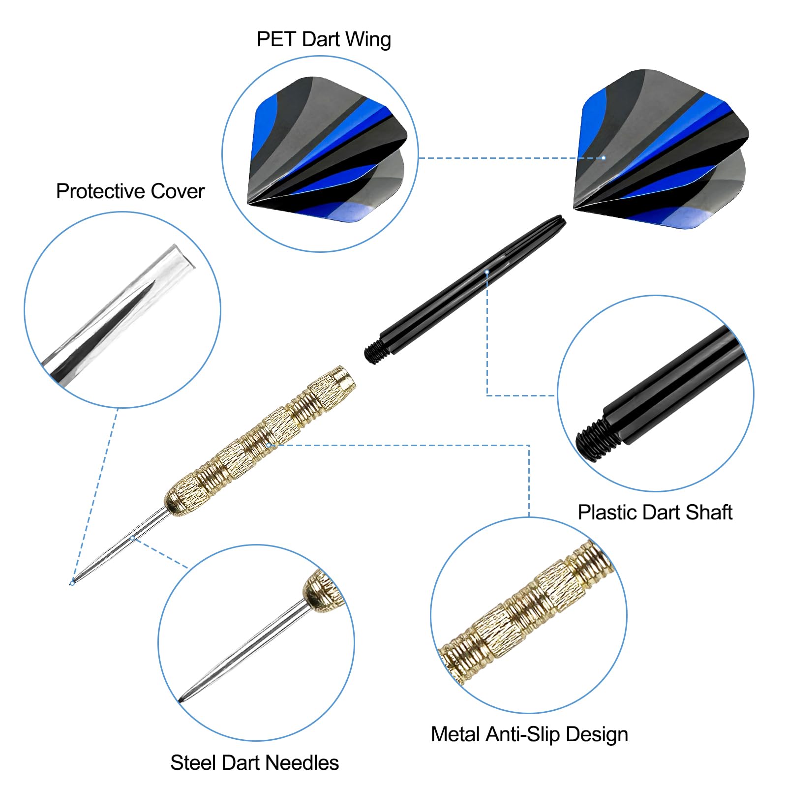 Wingluge 18 Pezzi Freccette in Metallo, Freccette Punta Acciaio 14 Grammi, Freccette Steel Professionali, Set di Darts per Principianti, per Bersaglio Freccette, Sala Giochi, Sbarra