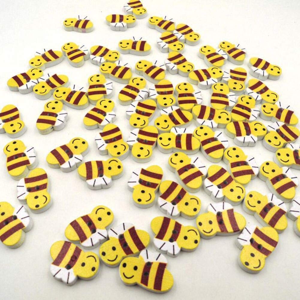 Lot De 100 Boutons Abeilles Jaunes 13x10x5mm - Autocollants Pour Loisirs Créatifs Et Décoration Enfant