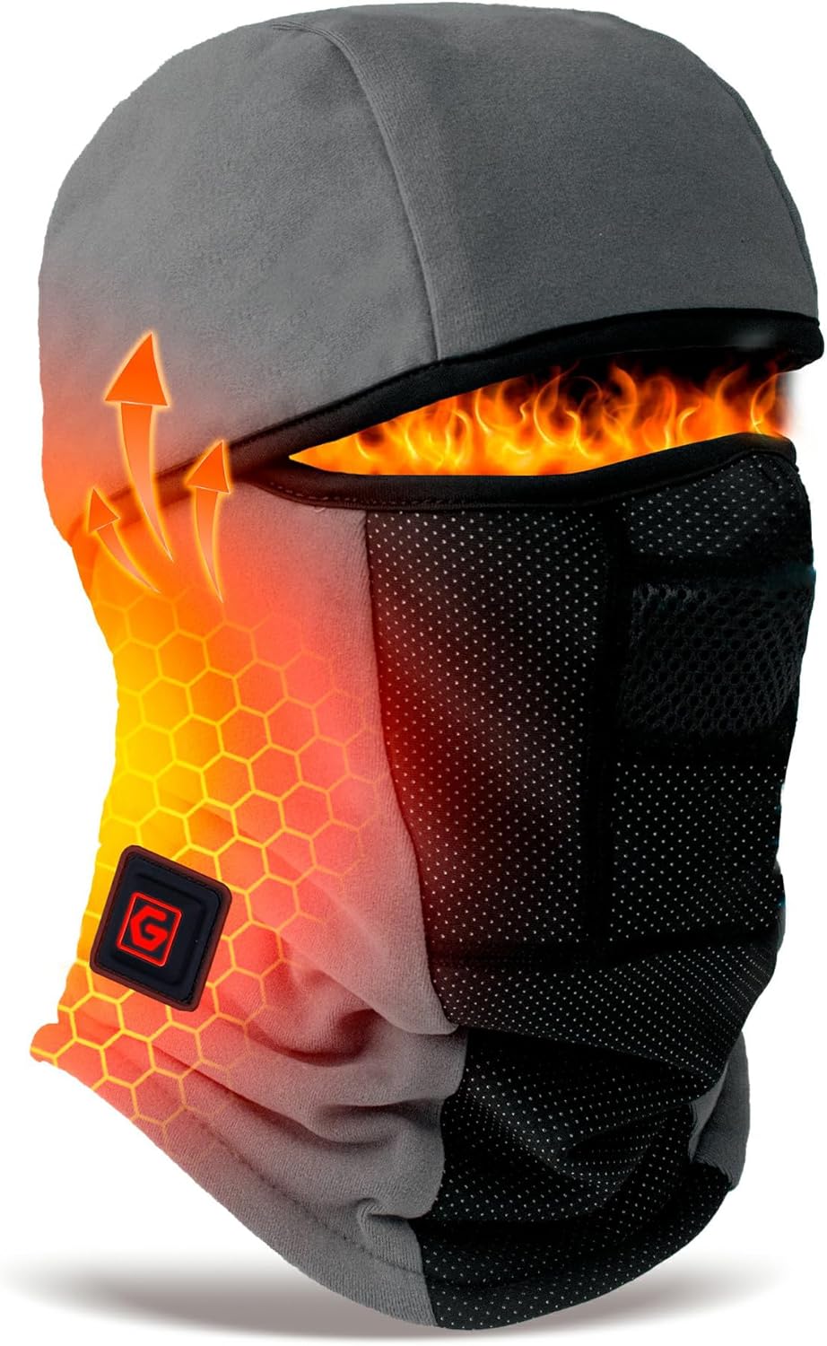 Heated Balaclava Gear for Women Men Hunting Ice Fishing Pesca Snowboarding Motorcycle Motos Ski Hiking Biking Cycling Bicicletas Climbing Snow Outdoor Winter Cold Weather Accessories Accesorios Grey