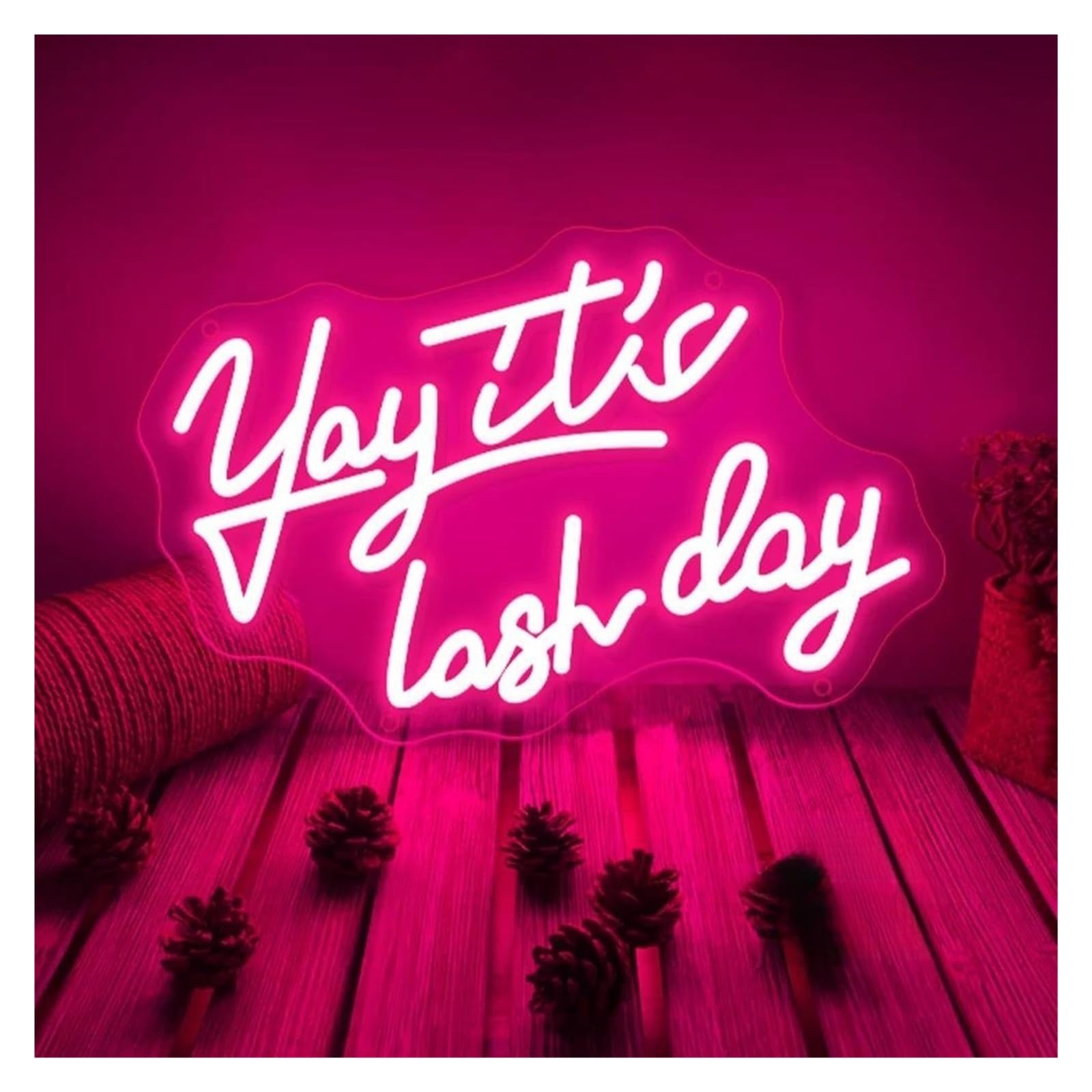 SHOUXI Sign Lamp Yay It's Lash Day Neon Sign Light for Beauty Room Lash Room Hair Decoration Dimmable USB Powered Sign Illuminated 40cmx25cm