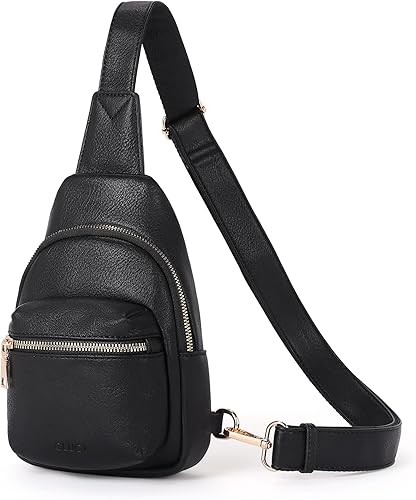 Miniatura 9 de CLUCI Bolso bandolera pequeño para mujer, cangureras cruzadas de cuero a la moda, bolsa de pecho para mujer