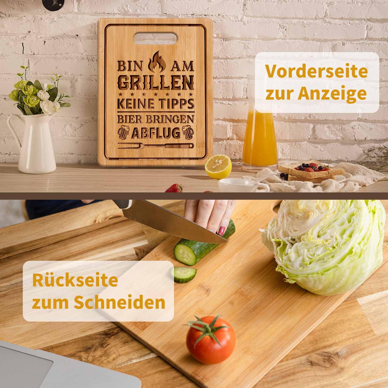 CheriGift Geschenke für Männer, Grill Bambus Schneidebrett für Männer, Lustige Geschenke für Papa Opa Geburtstag Vatertagsgeschenk