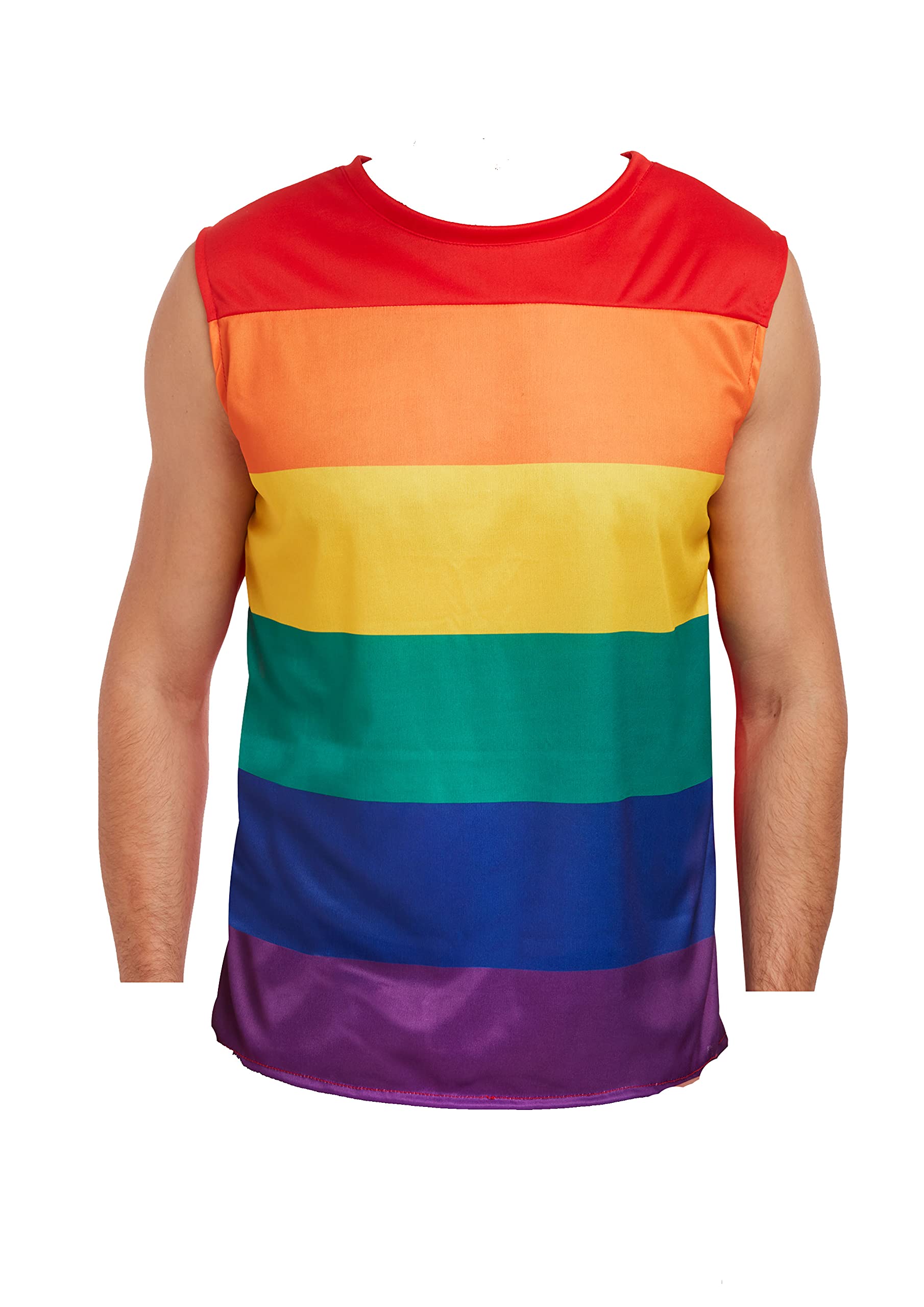 Akh Men's Rainbow Akh® Top | One Size | Pride Flag Vest Adult Fancy Dress Costume Tank Vest For Pride Festivals