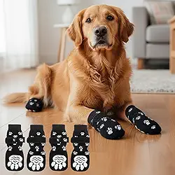 4 meias antiderrapantes para cães - botas de cachorro para evitar lamber patas, sapatos antiderrapantes para cães ao ar livre, ótimo para proteção de patas de cães