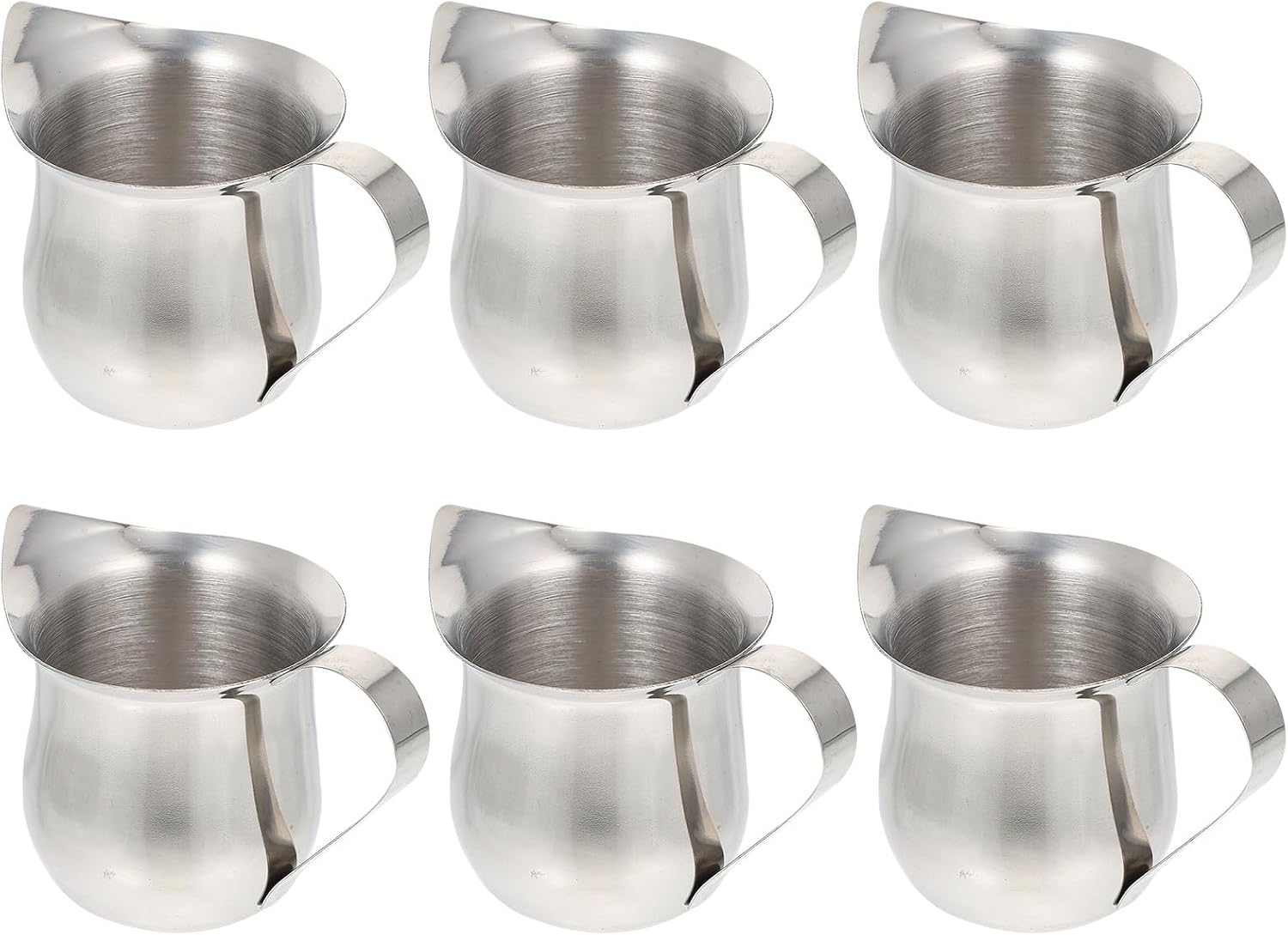Beavorty 6 Pcs Stainless Steel Milk Pitchers and Sauce Cups 3oz Frothing Cream Containers for Coffee and Home Use