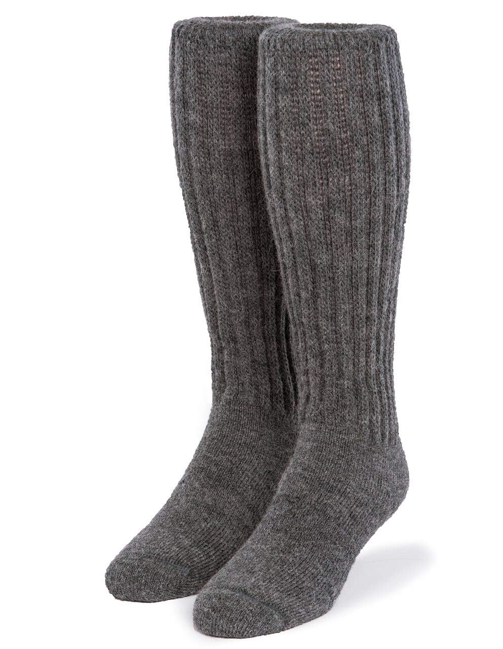 WARRIOR ALPACA SOCKS - Second to None Thick Alpaca Wool Terry Lined Boot Socks - Unisex (1 Pair Small, Grey Knee-High)