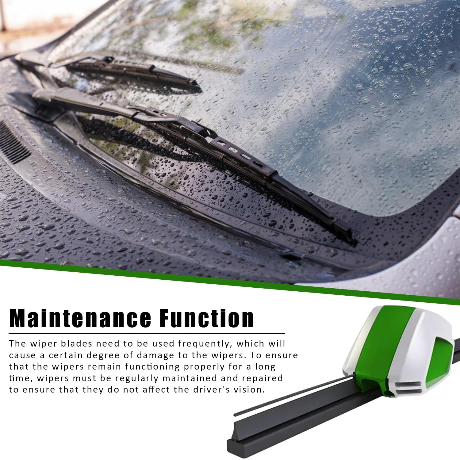 3 Strumenti Riparazione Tergicristalli - Con Spugna, Per Pulizia E Manutenzione Spazzole Auto, Verde - Foto 11