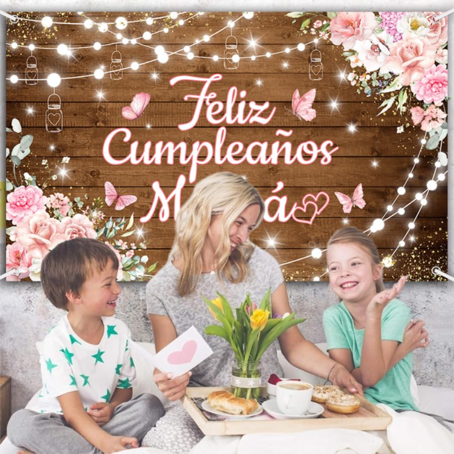 Fondo Feliz Cumpleaños Mamá 70.8 x 43.3 pulg miniatura 3