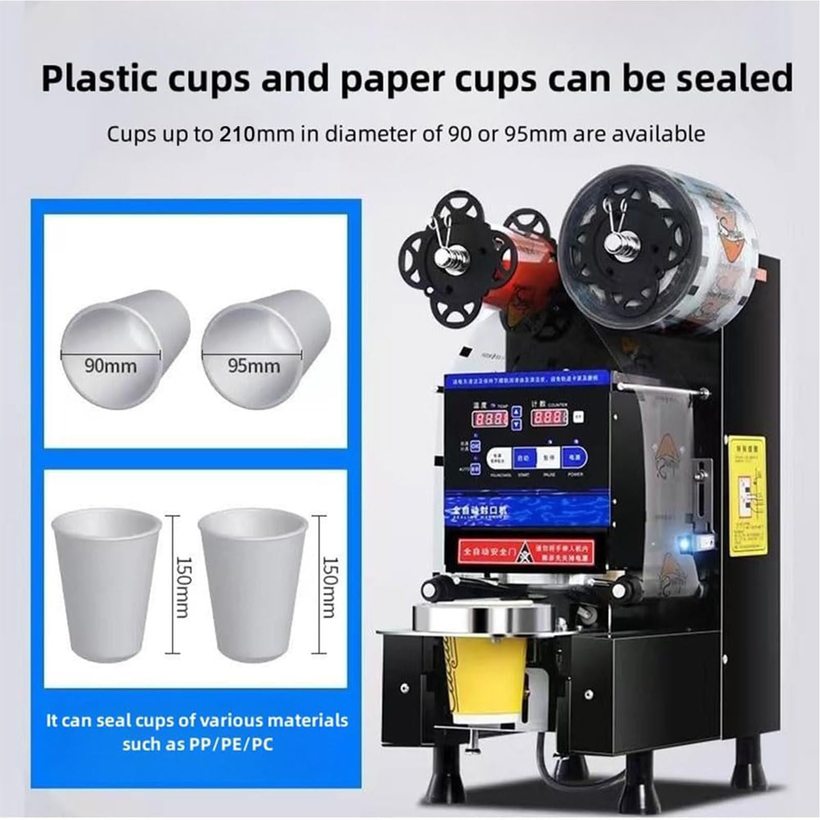 Selladora Eléctrica De Vasos De 350 W, Máquina De Sellado Automático Con Pa