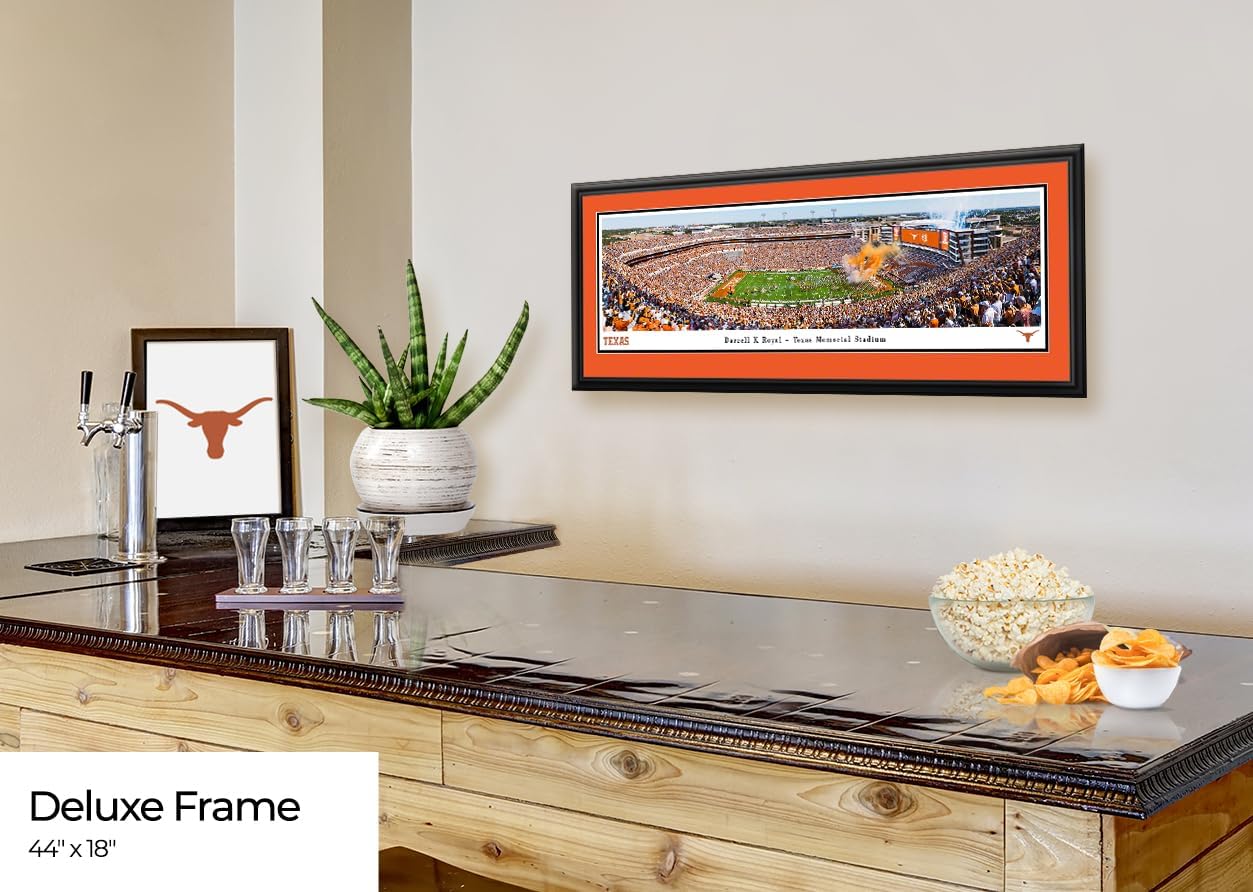 Texas Longhorns Football - Double Mat, Deluxe Framed Picture by Blakeway Panoramas (44"W x 18"H)