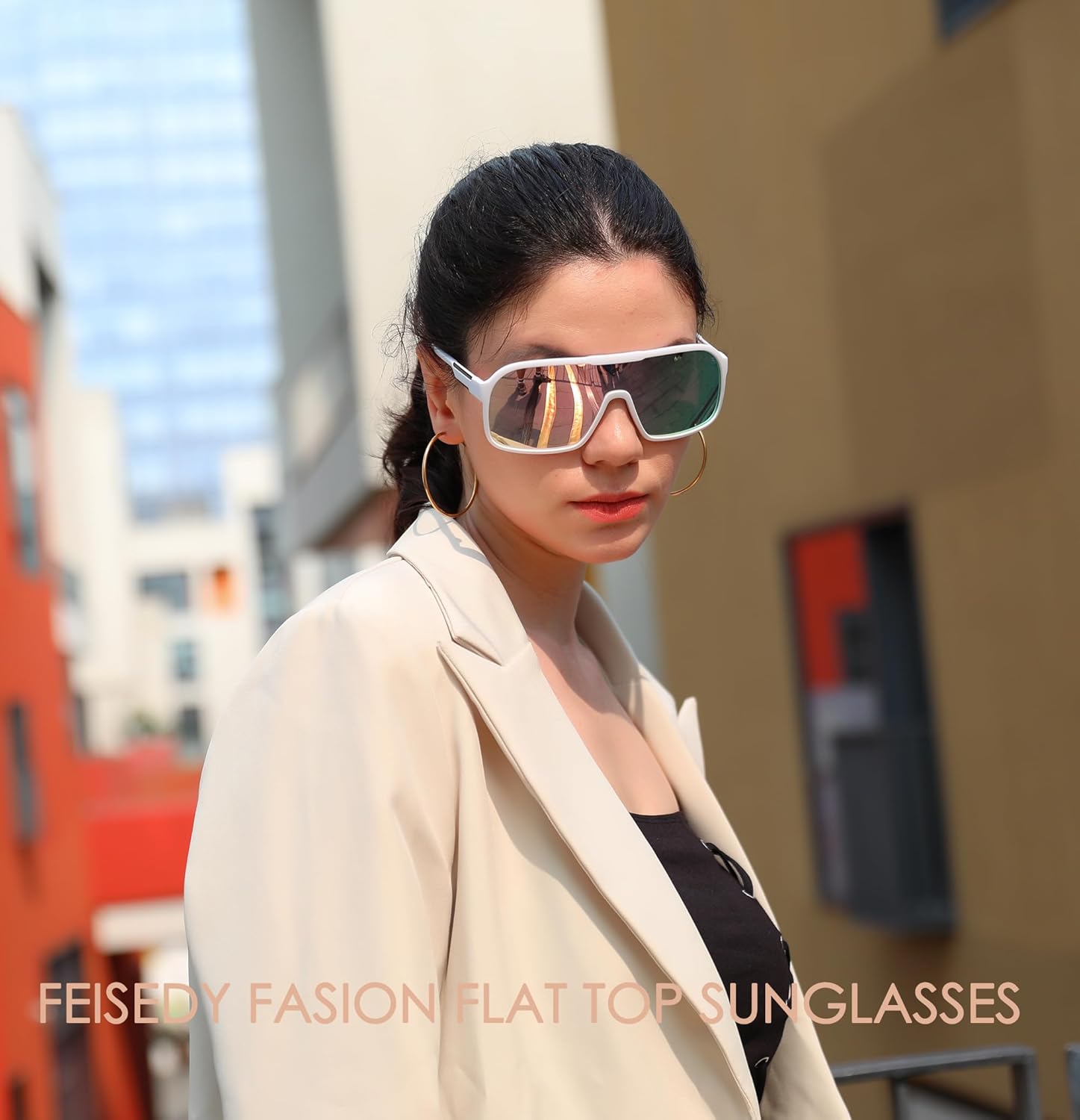FEISEDY Fashion Polarized Sunglasses Oversized One Piece Reflective Lens Sports Sun Glasses B0122 - Image 3