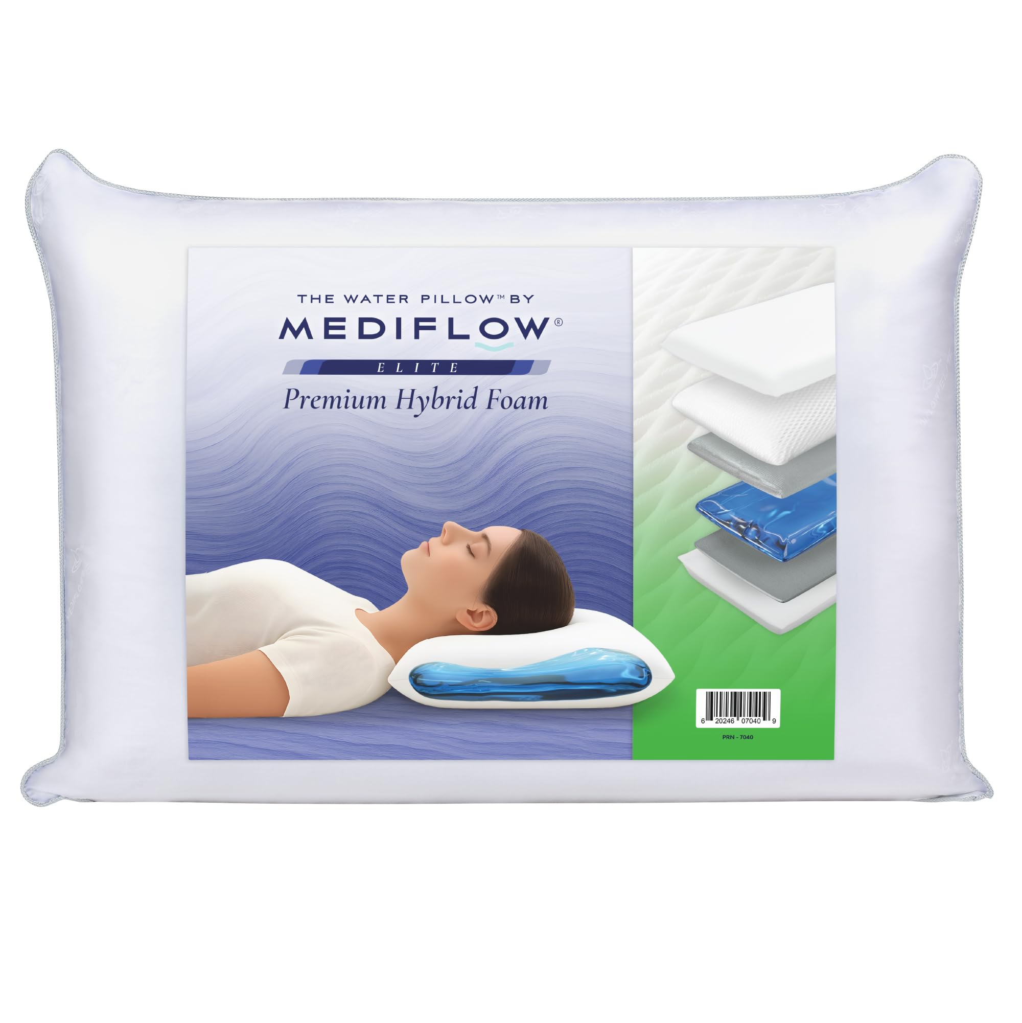 Mediflow White Elite Hybrid Foam Water Pillow – Orthopaedic, Adjustable Neck Support – Side, Back & Front Sleepers (Single)