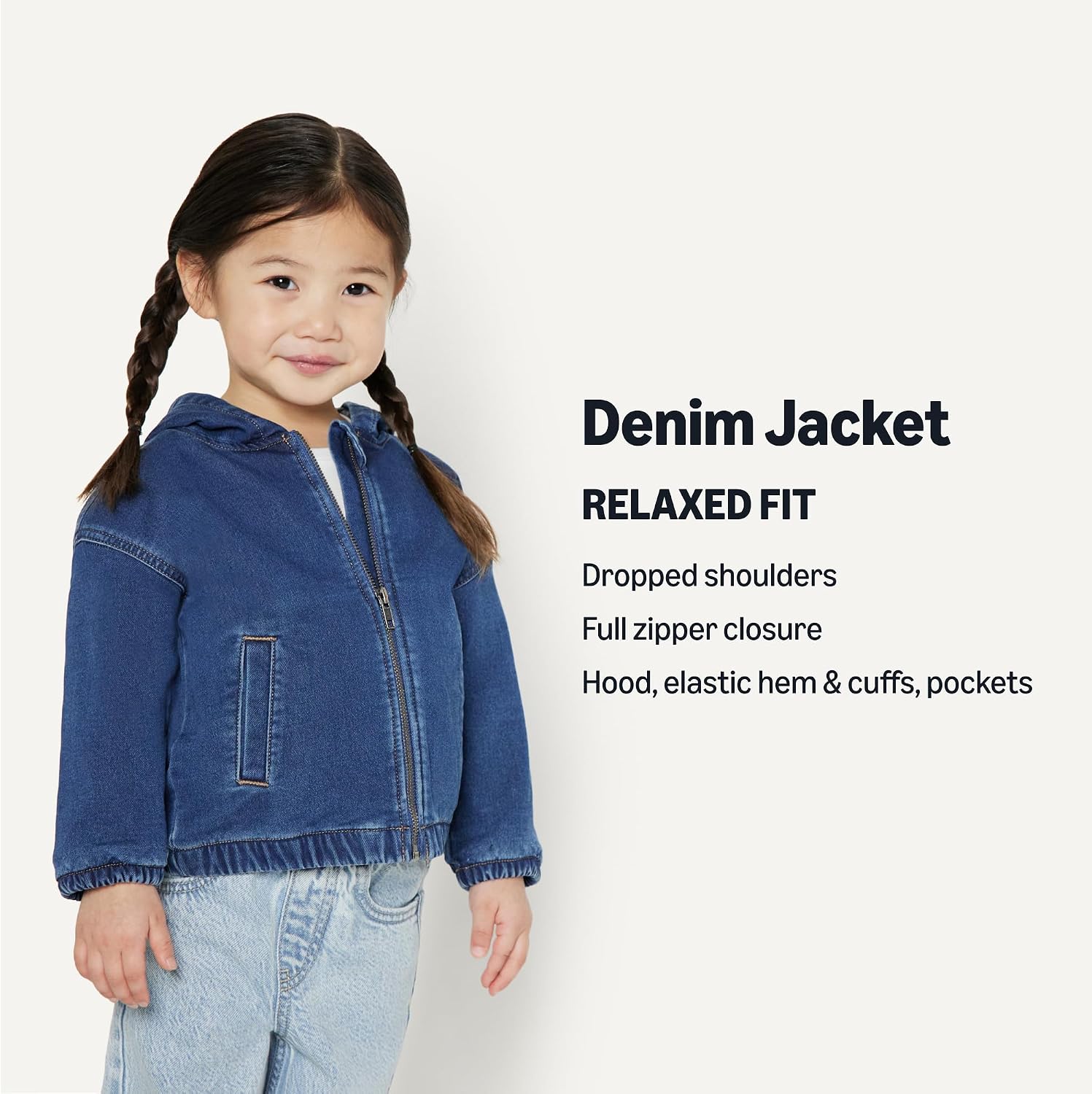 Amazon Essentials Unisex Babies' Soft Stretch Regular-Fit Denim Jacket with Hood