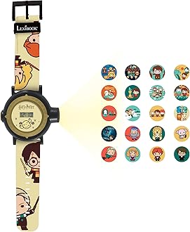 LEXIBOOK - Harry Potter Adjustable Projection Watch Digital Screen – 20 Images of Harry Potter – for Children - Red and Blue - DMW050HP