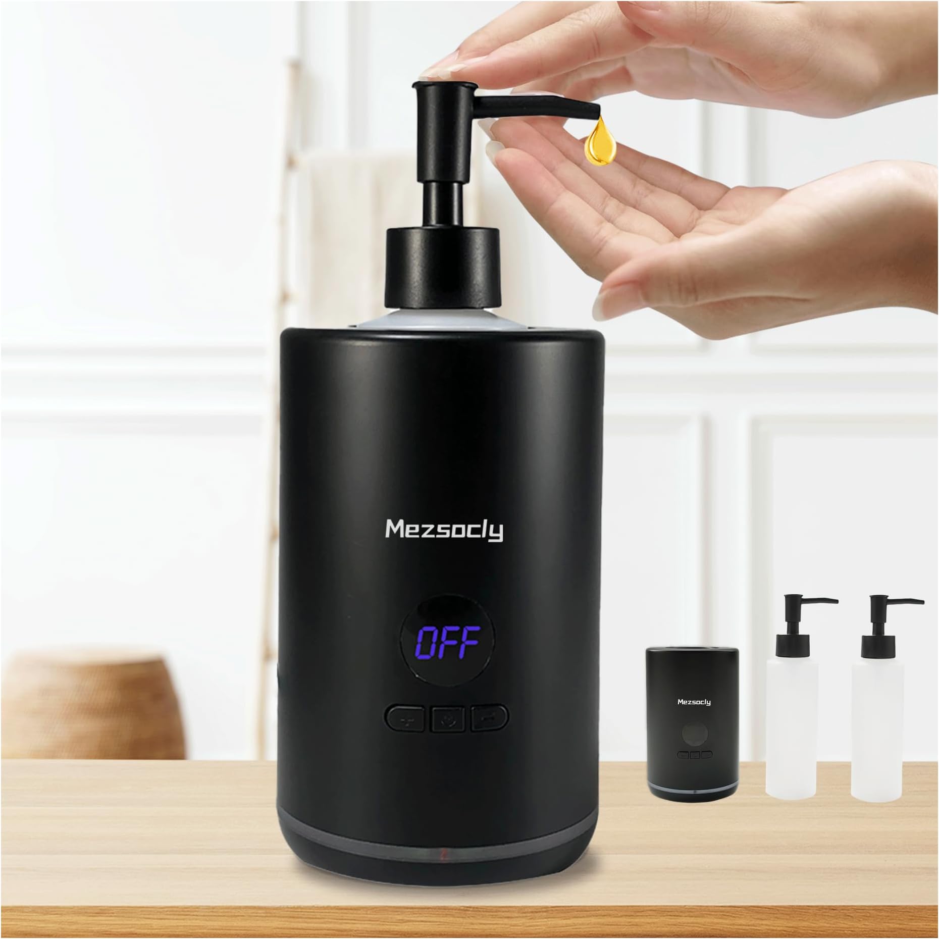 oil warmer for scented oil，massage Oil Warmer for Massage, lotion Oil Warmer, Body Oils Heater for Spa, Salon and Barber Shops, with Two Oil Bottle Dispenser, Constant Temperature, Black