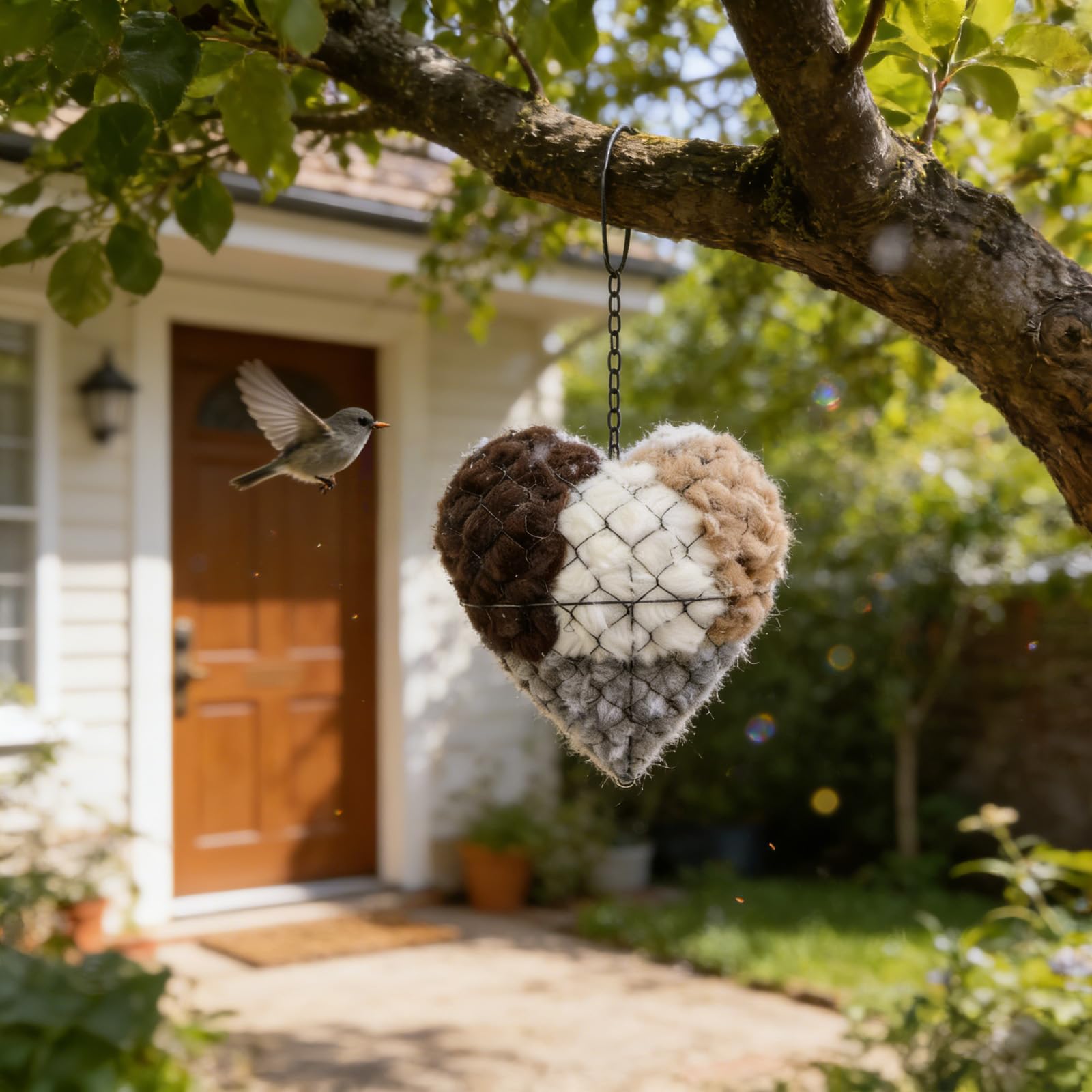 Nistmaterial für Wildvögel, Nistmaterial für Vögel aus Alpaka Faser, Nisthilfen für Vögel, Nachfüllbares Vogelhaus Nistkasten, Handgefertigt Herz Kanarienvögel Kolibri Vogelnest, Vogelhaus, 1 Pc