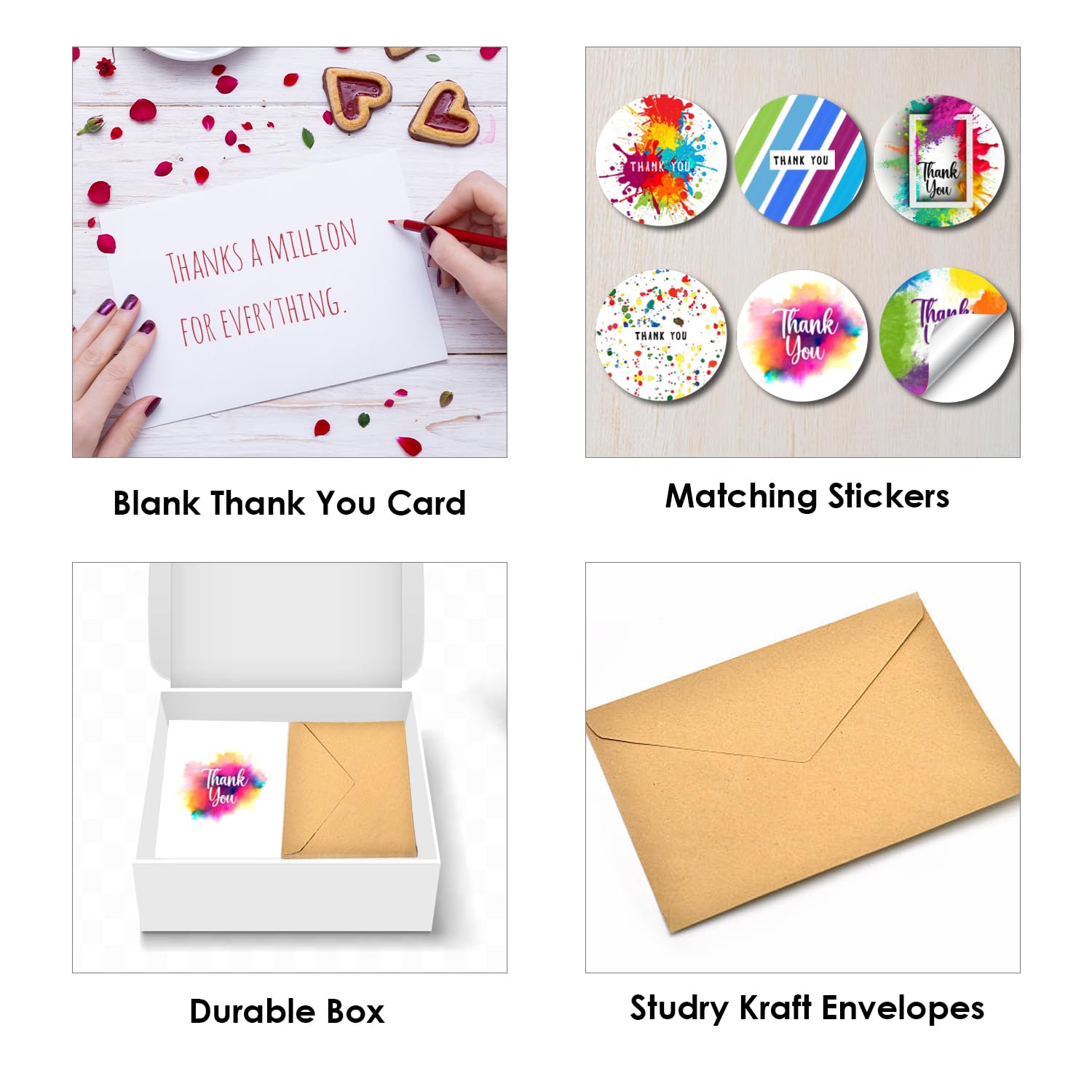 PALAAKK 24-Pack Thank You Cards Multipack with Envelopes and Free Stickers - Image 3