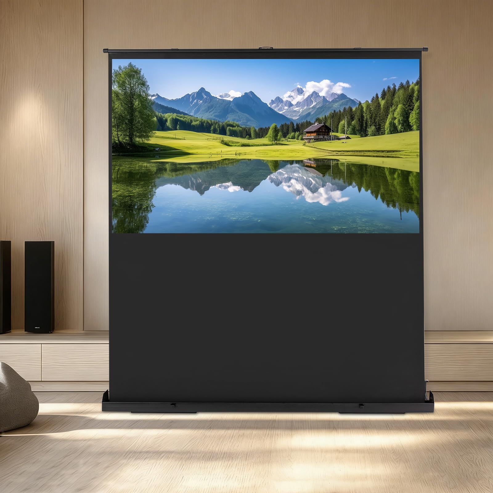 Vidéoprojecteur portable 80" 16:9 écran 1,2 gain pour 4K 8K Ultra HD 3D HDR extérieur intérieur écran de projection réglable en hauteur pour fête, camping, cinéma
