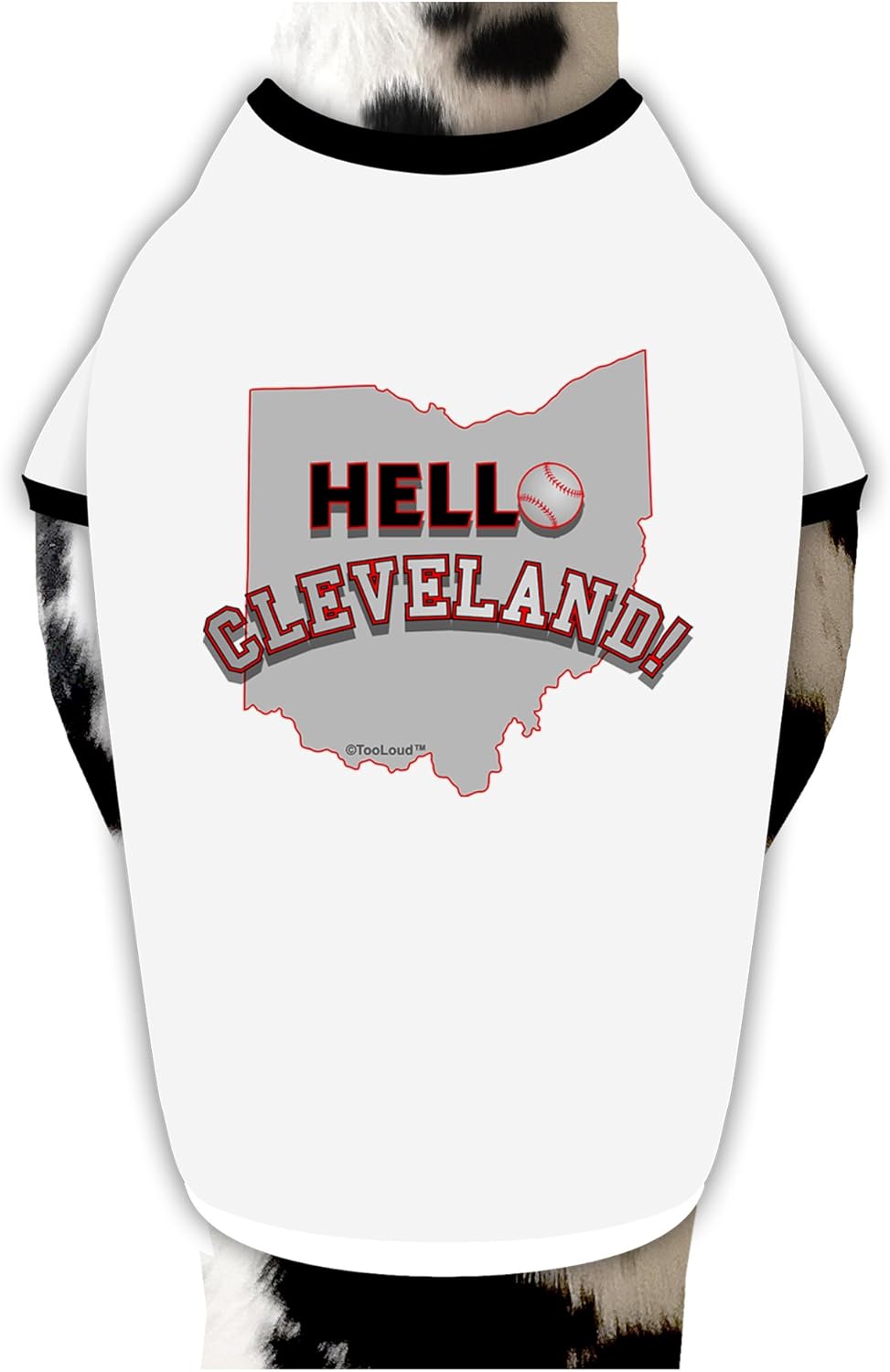 TOOLOUD Hello Cleveland Dog Shirt White with Black Large