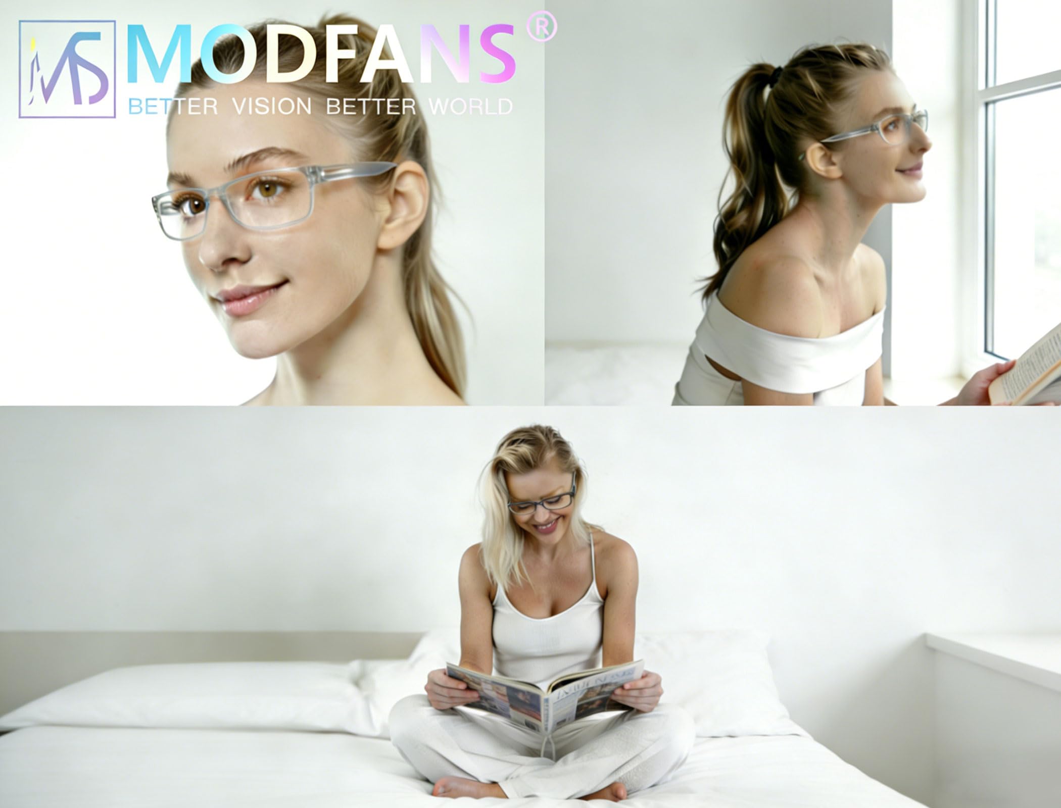 MODFANS Un Pack de 3 Gafas de Lectura/Gafas para Presbicia Hombre Mujer,Buena Vision Ligeras Comodas,Vista de Cerca/Vista Cansada,Colores Negro-Gris-Azul
