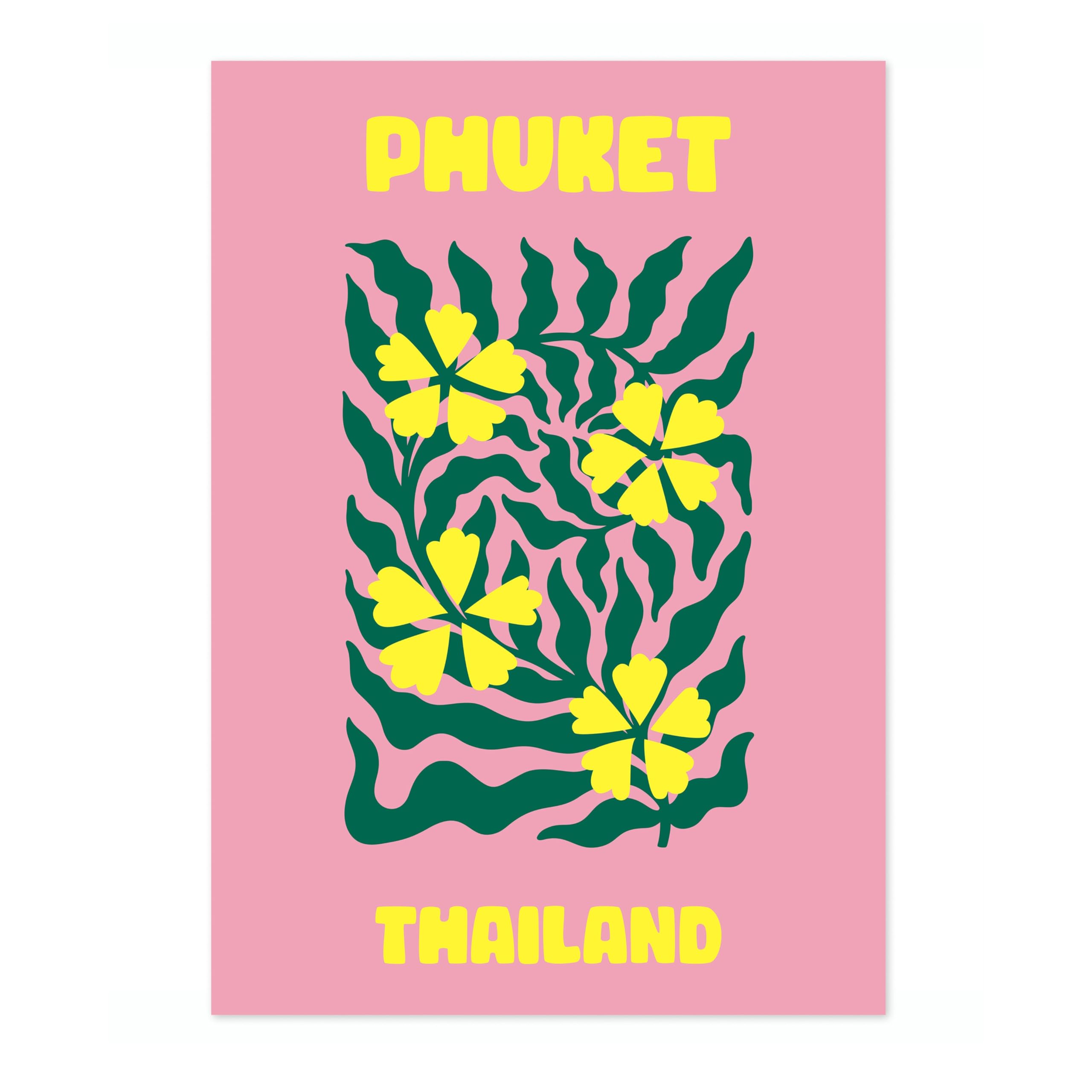 Phuket Travel Poster, Colourful Abstract Preppy Minimalist Room Decor Wall Art Print, Archival Matte, A2 (Print Only) - 59.4x42cm