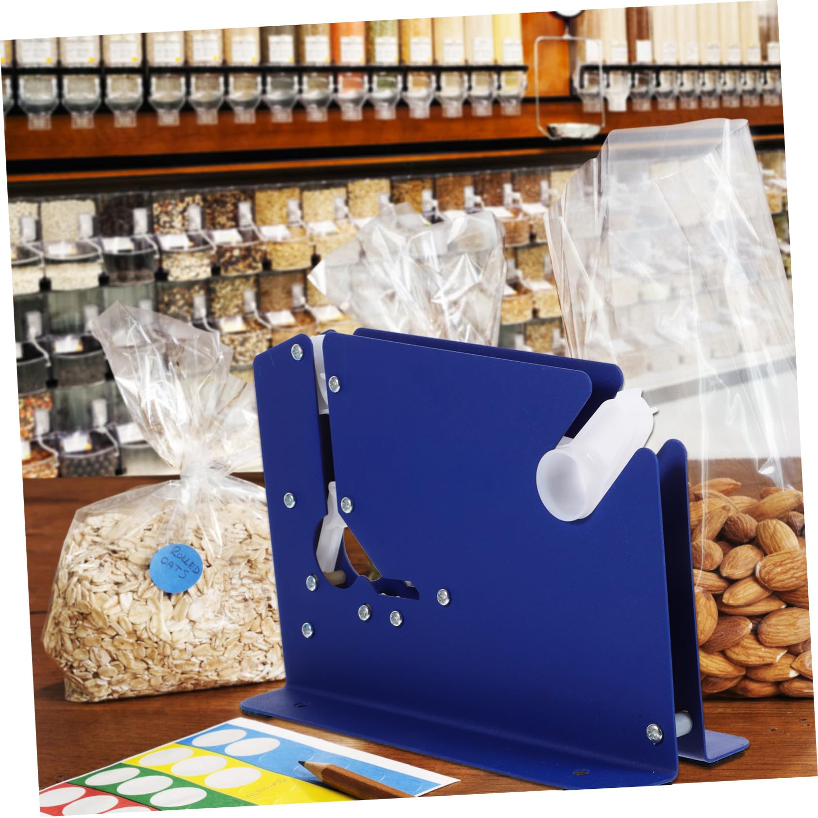 Tofficu 3stücke Metal Bag Neck Sealer Tape Dispenser Für Supermärkte Mit Scharfem Edelstahlmesser Stabiler Metallstruktur Für Tütenversiegelung Und Verpackung