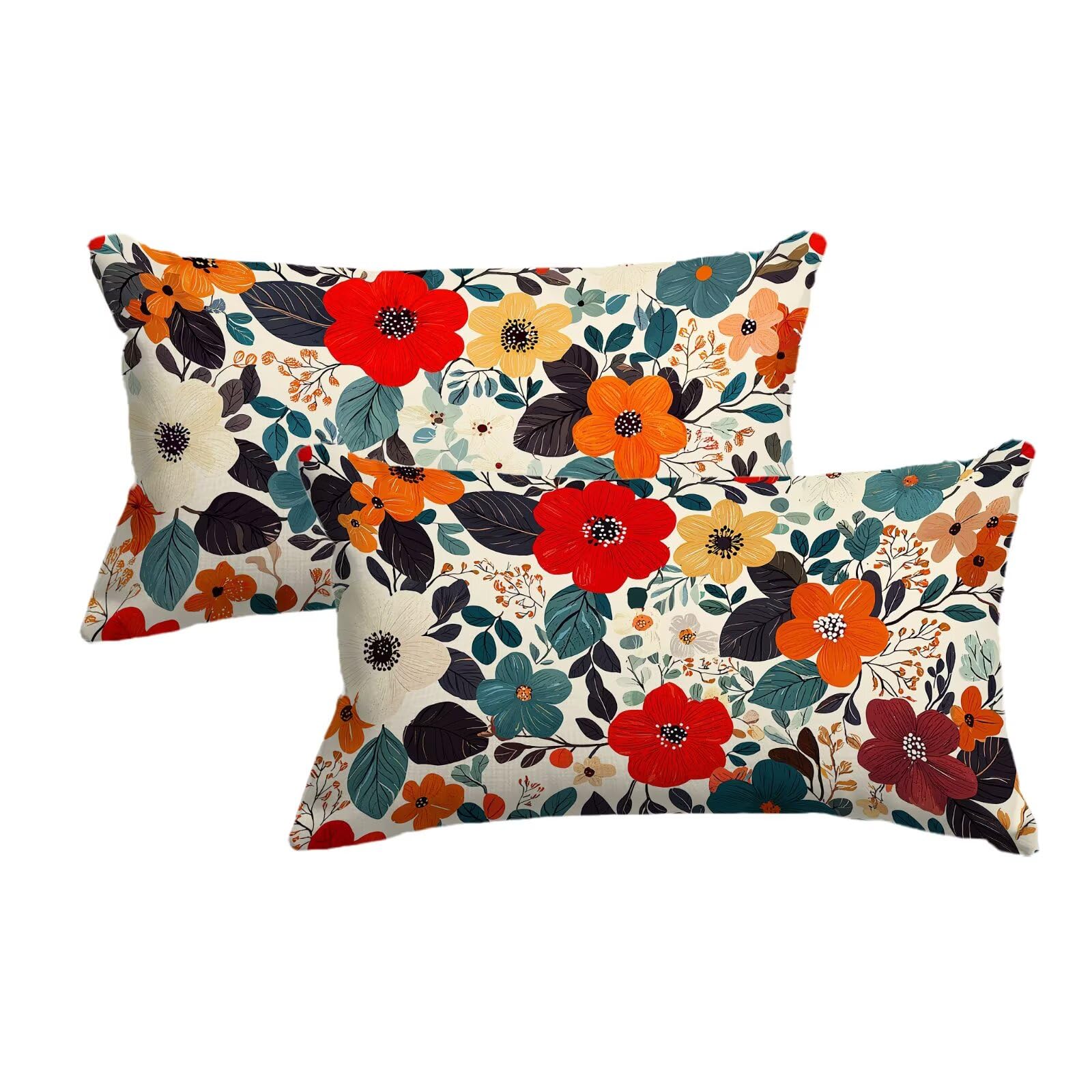 Taie oreiller 40x60 housse coussin fleur decoration salon chambre lit canape