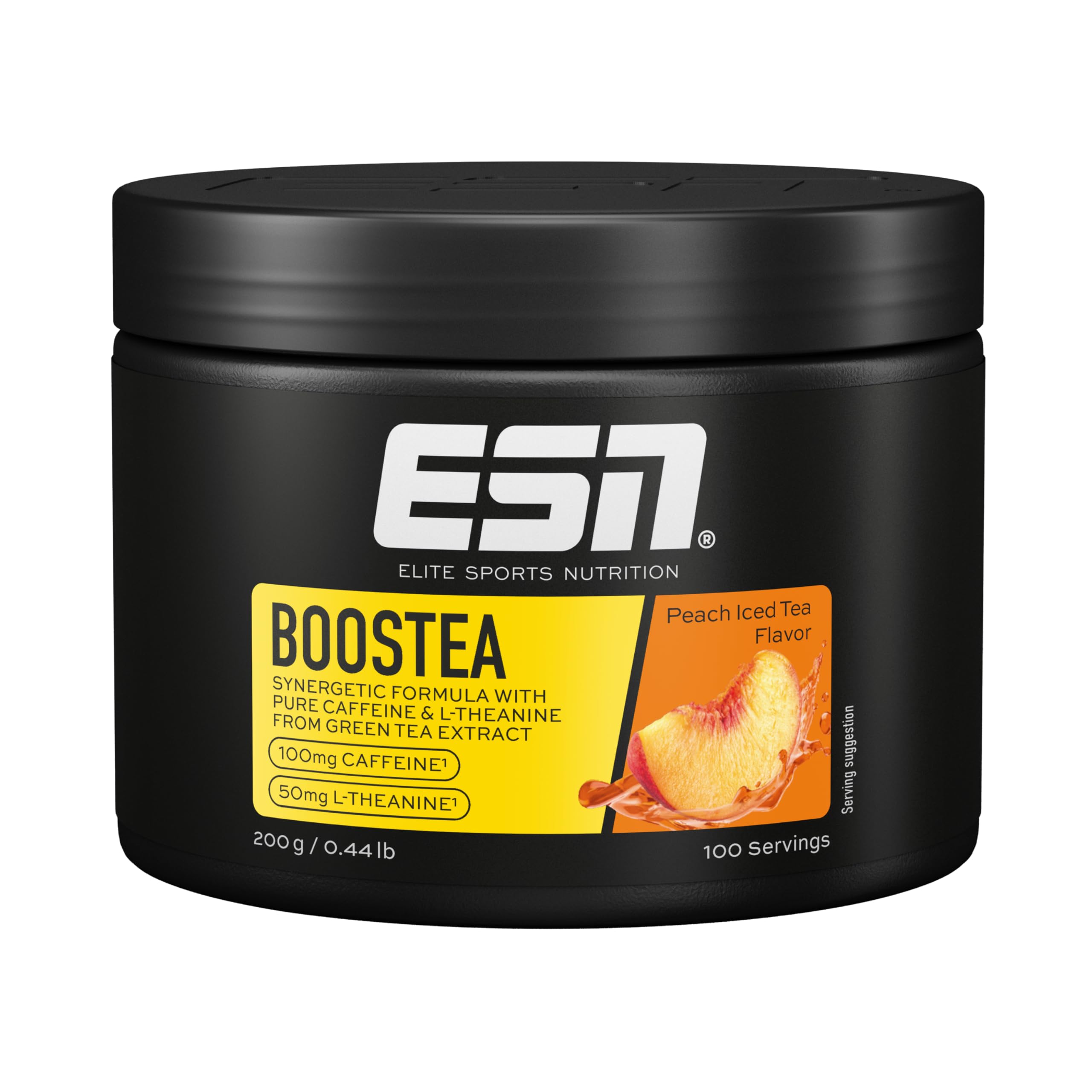 ESN Boostea Infused Ice Tea Peach, 200 g – Booster mit Koffein, L-Theanin und Grüntee-Extrakt, hergestellt in Deutschland