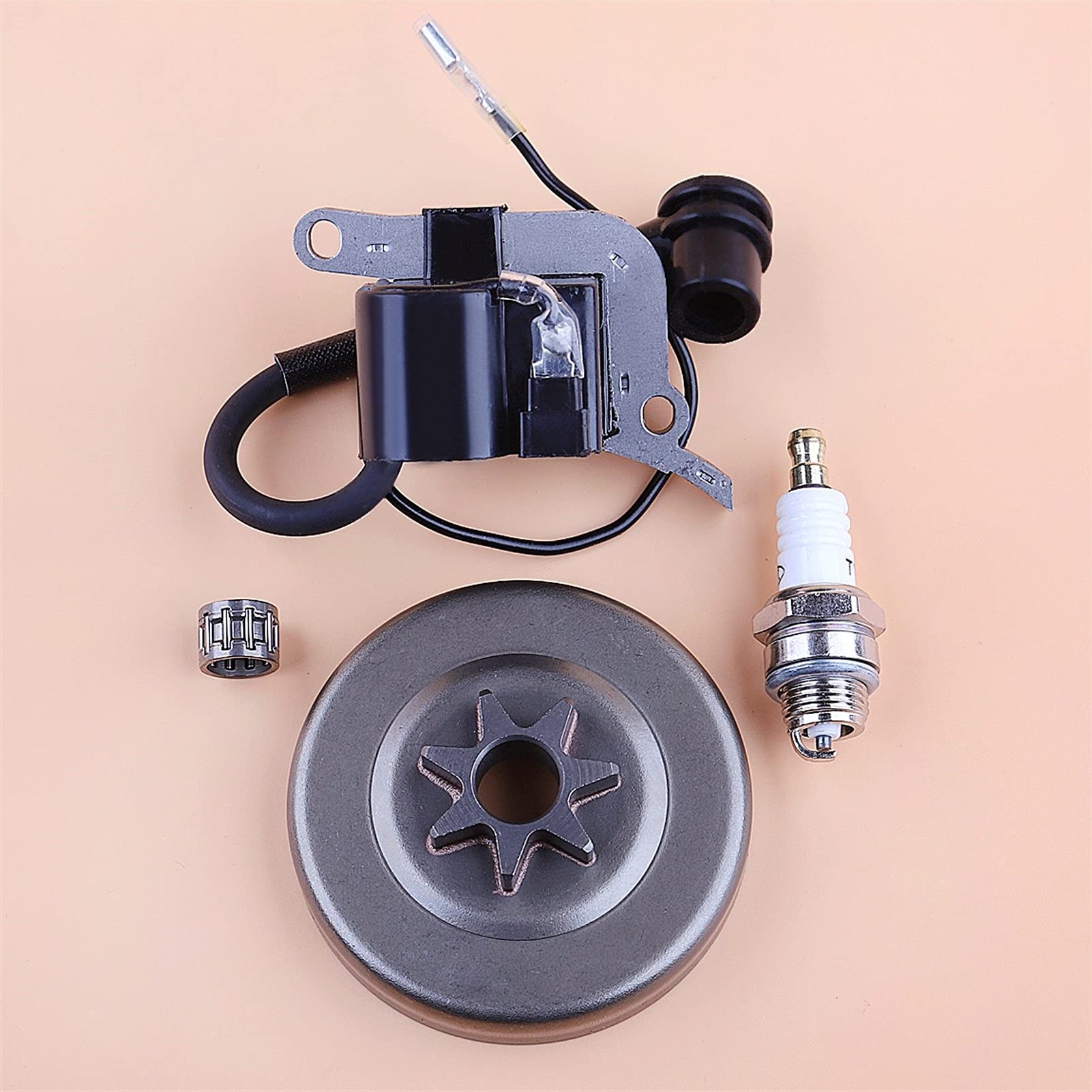 Kit de Bobina Encendido Tambor piñón Embrague, bujía Motosierra, cojinete Agujas, for Echo, CS3700 CS4200 Reemplazo del Tambor de Embrague de Motosierra