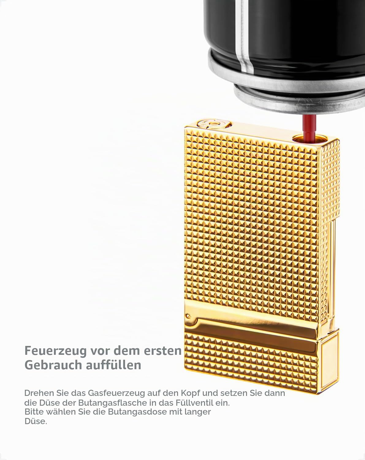 Feuerzeug Gas Nachfüllbar, Premium aus Kupfer mit Sanfter Flamme (ohne Gasfüllung)