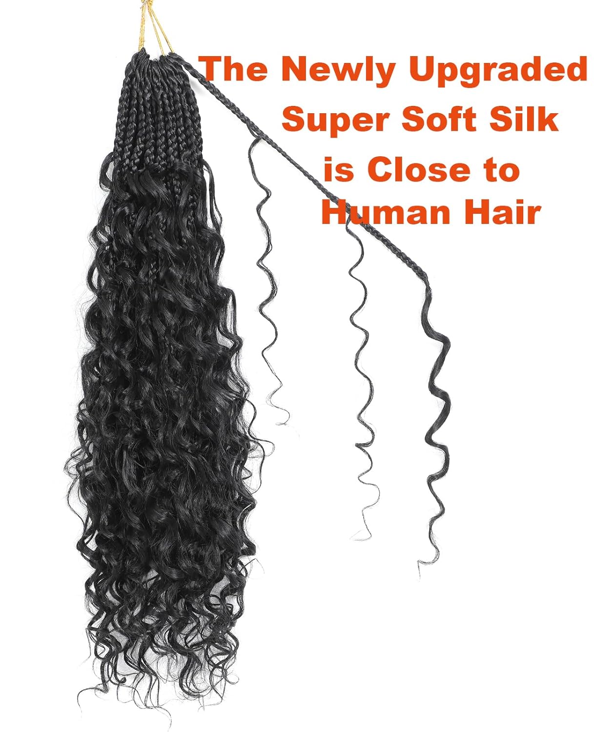 Boho Crochet Briads - 24 Inch 8 Packs Pre Looped Goddess Box Braids with Curly Ends Bohemian Crochet Hair Extension (24inch,1B#)