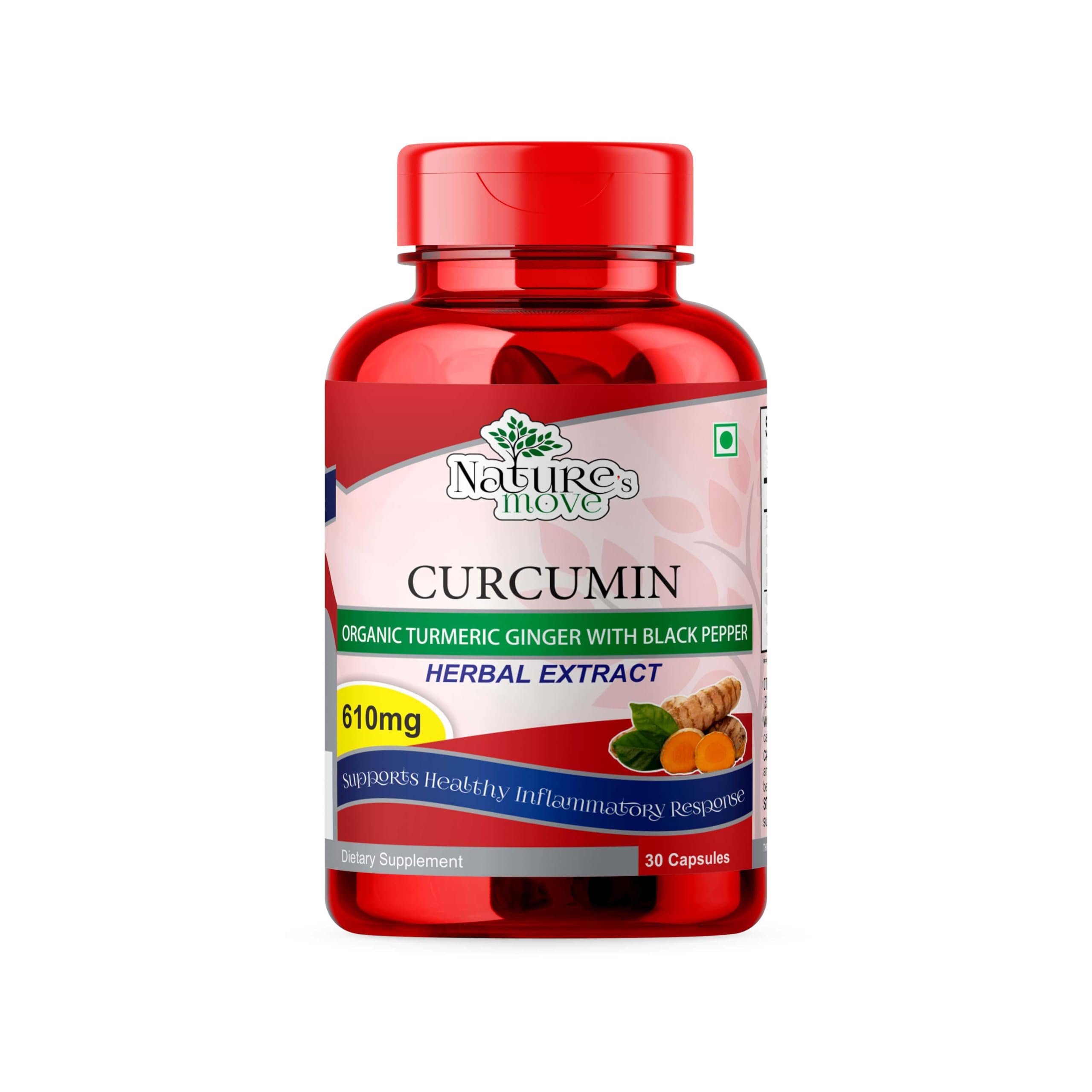 Natures Move Curcumin Supplement 610mg (30 Capsules) | Turmeric with Ginger for Joint Pain Relief, Anti-Inflammation, Immune Boost & Digestion-image-20