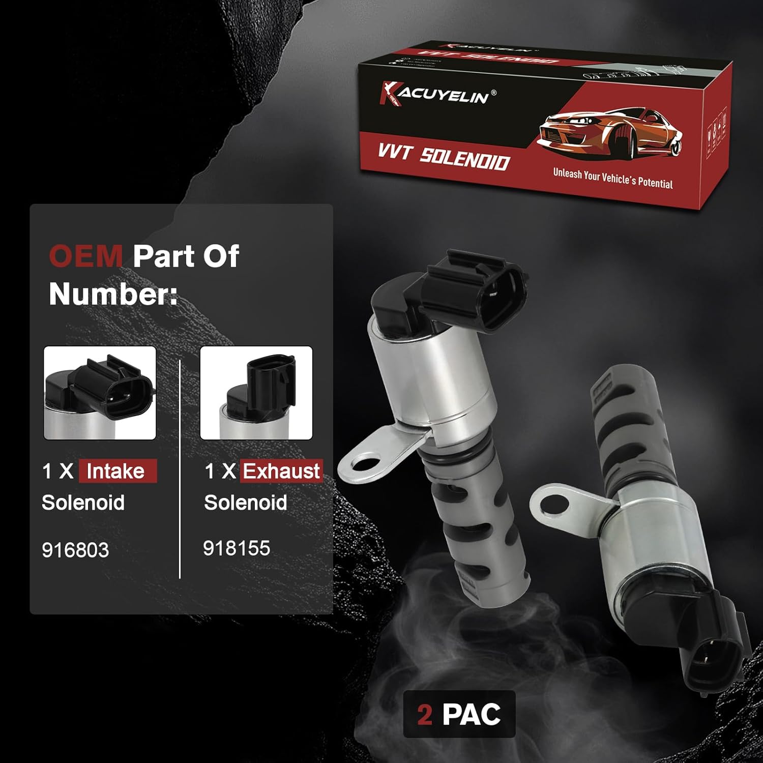 916803 918155 Engine Variable Valve Timing VVT Solenoid Intake and Exhaust Oil Control Valve Solenoid Compatible with Mitsubishi Lancer Outlander RVR Outlander PHEV Outlander Sport 2011-2020 2PCS