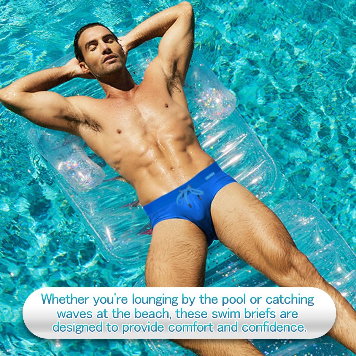 Arjen Kroos Men's Swim Briefs Sexy Bikini Solid Swimwear Swimsuit with Drawstring - Image 5