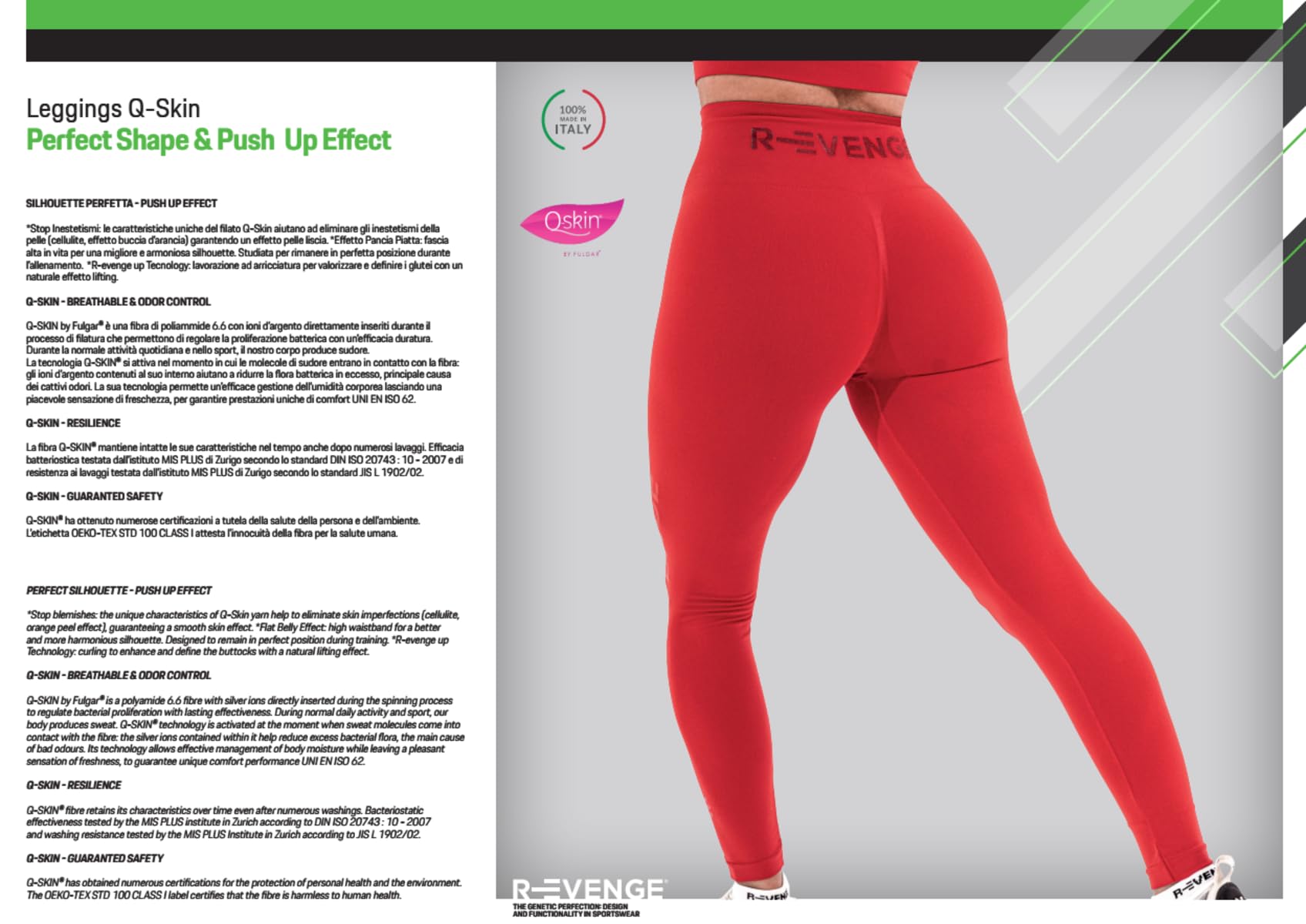 R-EVENGE Legginsy damskie Q-Skin, techniczne legginsy z lokowaniem pośladków dla efektu push-up i idealnej sylwetki.