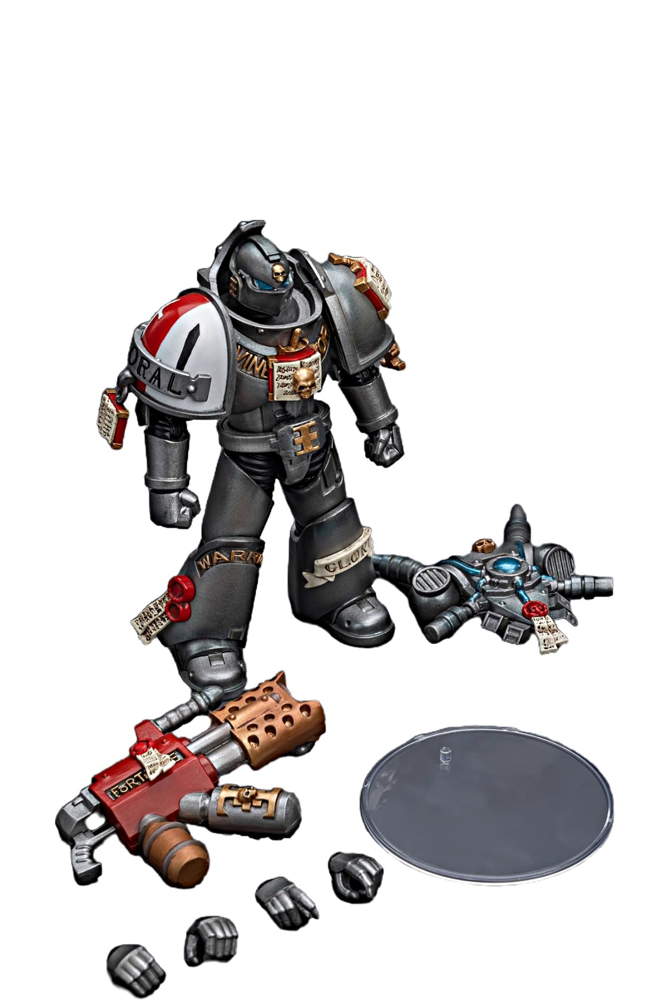 JOYTOY Warhammer 40K figurki akcji 1/18 szarych rycerzy przechwytujący oddział przechwytujący ze spalarnią 10 cm model kolekcjonerski