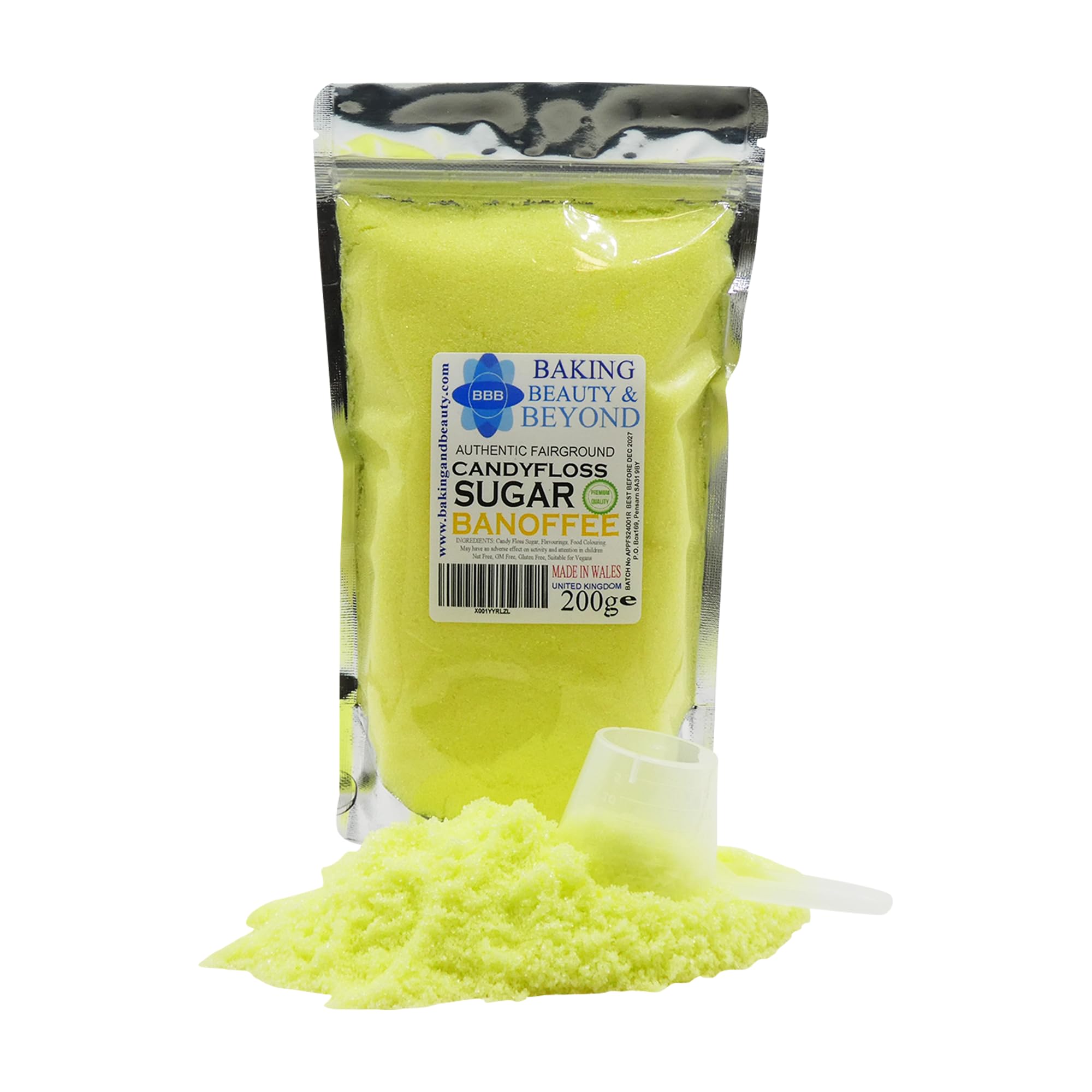 Baking, Beauty & Beyond Premium Floss Sugar for Cotton Candy - Cotton Candy Flossing Sugar with Natural Ingredients, Perfect for Every Occasion, Bulk Floss Sugar 200g - Banoffee Flavour