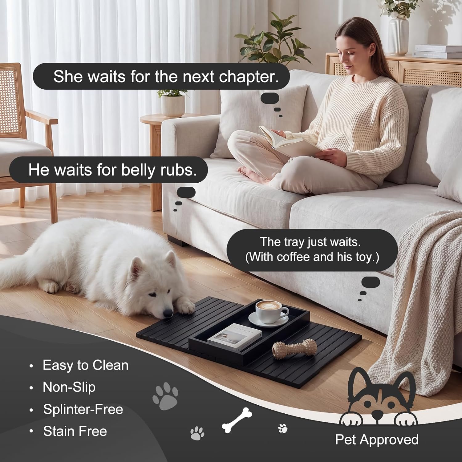 Sofa Arm Tray, Foldable Bamboo Couch Armrest Table with Large 12.5" x 5.8" Storage Compartment, Portable Chair Couch Caddy Arm Tray for Cup TV Snacks Phone