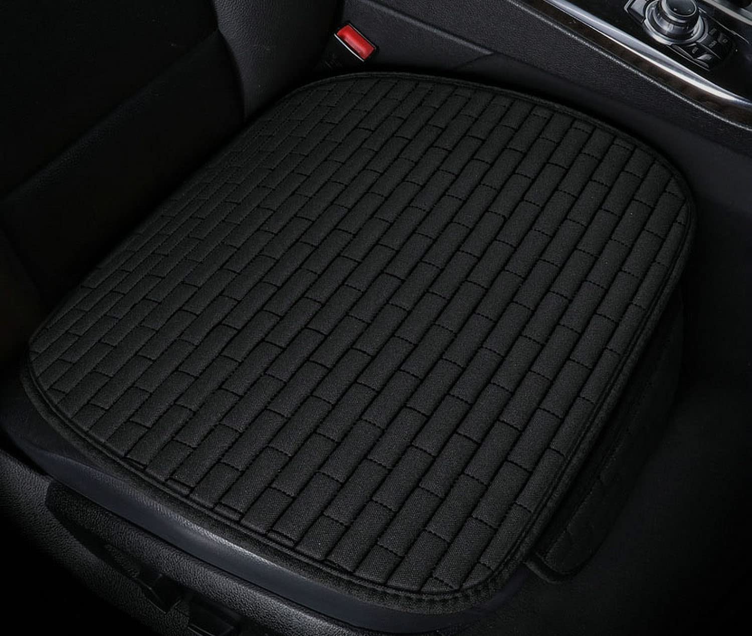 SMIUPIN Universal Fiber Linen Car Seat Cover, Protector Pad, Anti-Slip Cushion for Truck, Van (Black, Front)