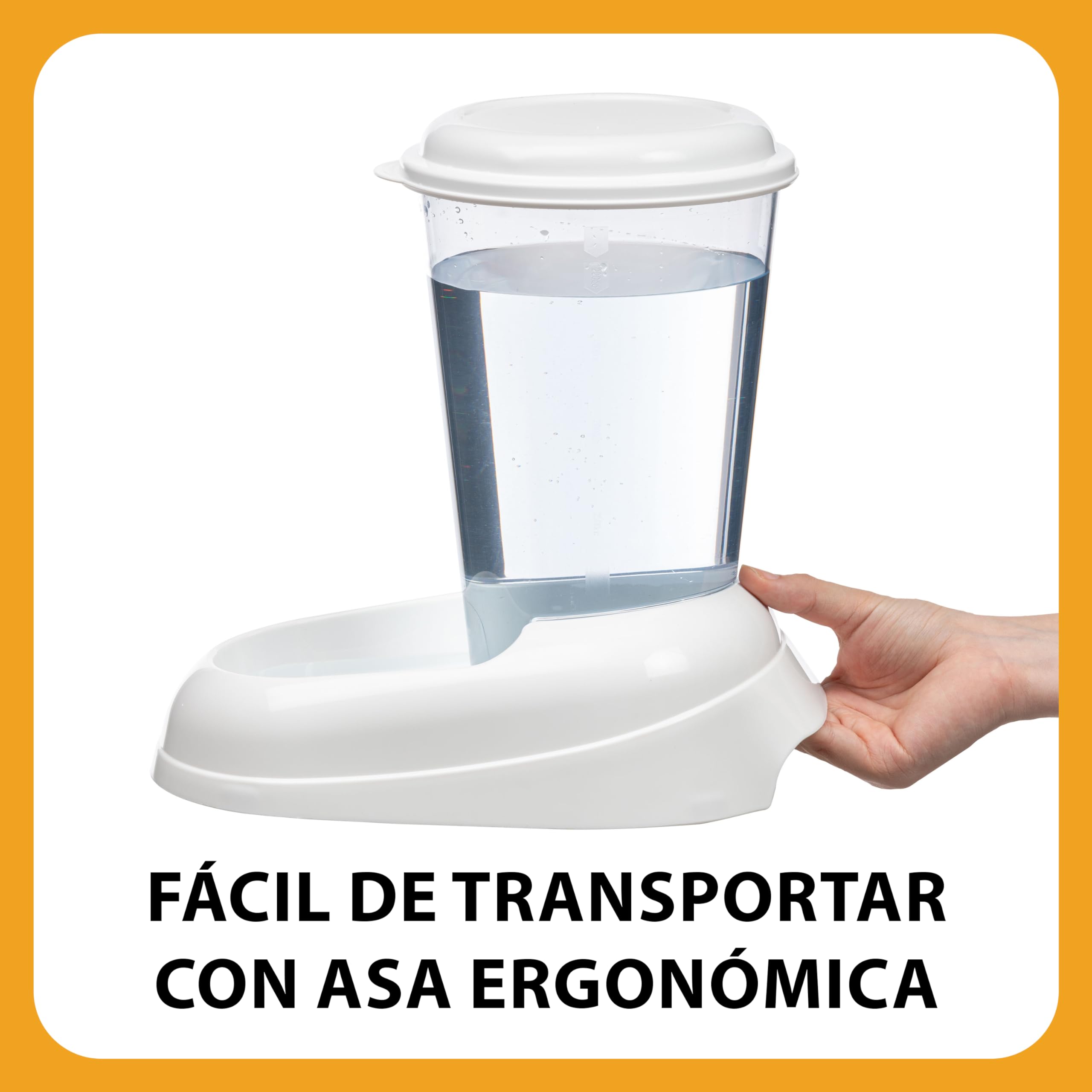 Ferplast Dispensador de Agua para Perro y Gato Nadir Drinker 3 litros para Perro pequeños y medianos, Fondo Antideslizante, 29,2 x 20,2 x h 28,8 cm Blanco