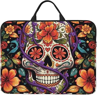 Laptop Case 14 inch Shockproof Protective Laptop Bag Briefcase Computer Bag | Colorful Sugar Skull Laptop Sleeve Carrying Case Portable Computer Sleeve Cover Slim Traveling Computer Case Messenger Bags