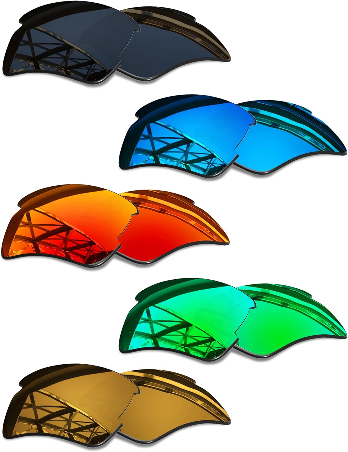 SmartVLT Set of 5 Men's Replacement Lenses for Oakley Flak 2.0 XL OO9188 Sunglass Combo Pack S02