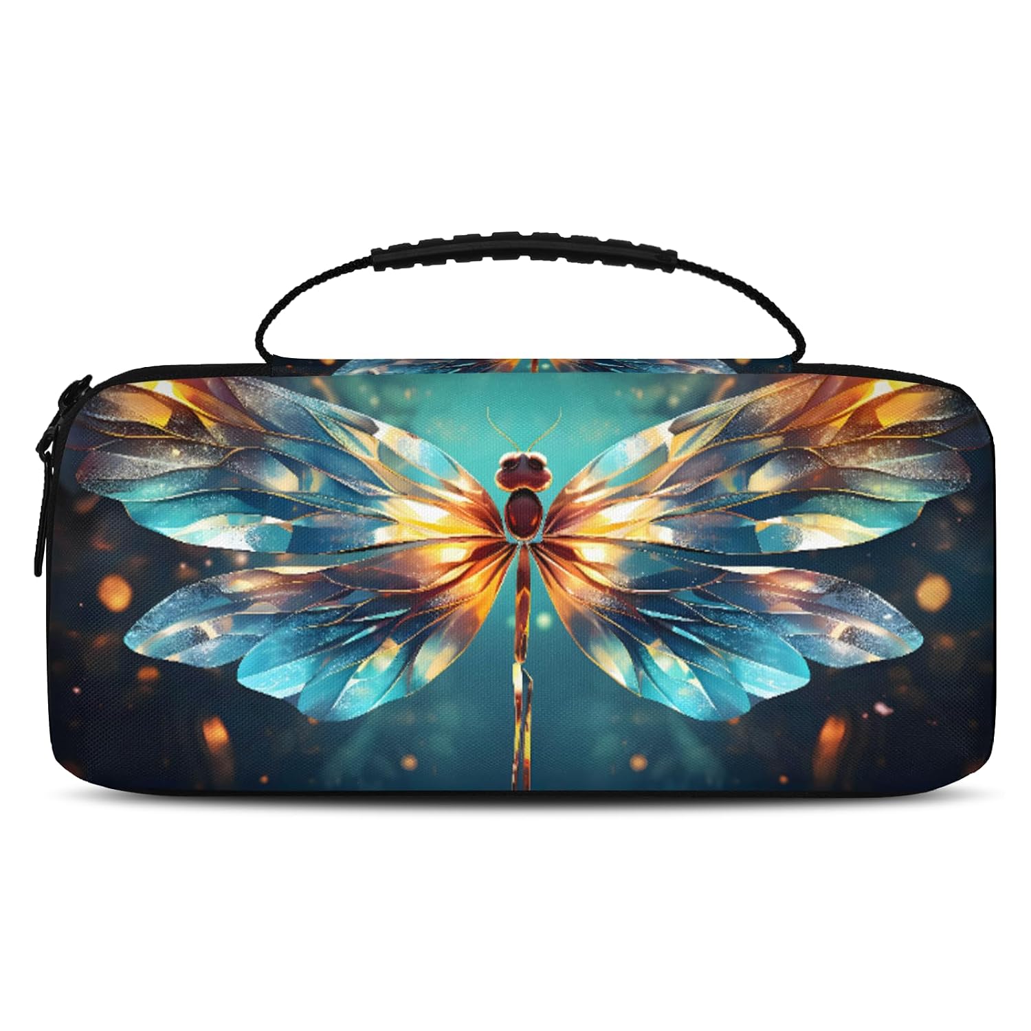 Adornori Dragonfly Teal Green Carry Case Compatible with Nintendo Switch 2, with 20 Games Cartridges, Portable Travel Carrying Case Pouch for Accessories & Game Cards