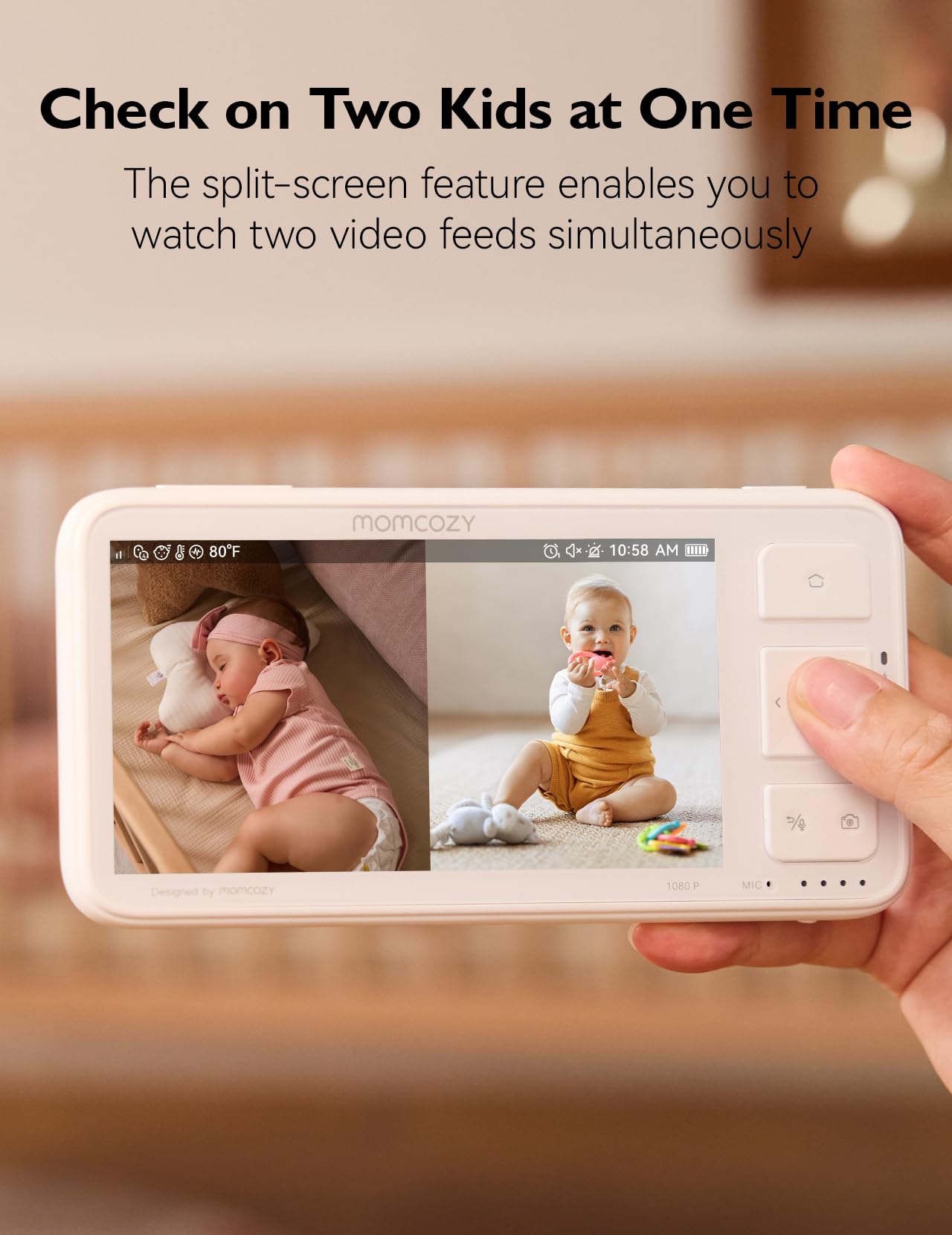momcozy Baby Monitor BM03 Add-On Camera, Full HD 1080P Resolution, 2-Way Audio PTZ Zoom, Temperature Monitoring - Image 3