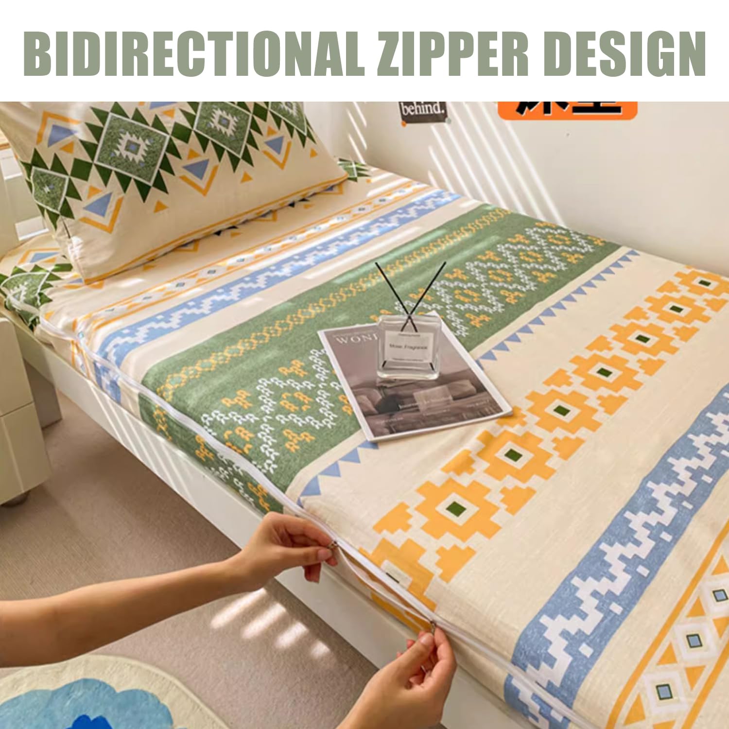 F,100x200cm(Twin), 100% Cotone Futon Cover per Giapponese Futon Floor Materasso Morbido Coprimaterasso Futon Tradizionale Protezione per Materassi A Fascia Completa Copriletto