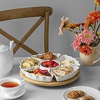 Vista 6 de DOWAN 360° Rotatable Serving Tray and Platters, 12 Inch Divided Serving Bowls for Party, Kitchen Decor, Removable Serving Dishes for Chips and Dip