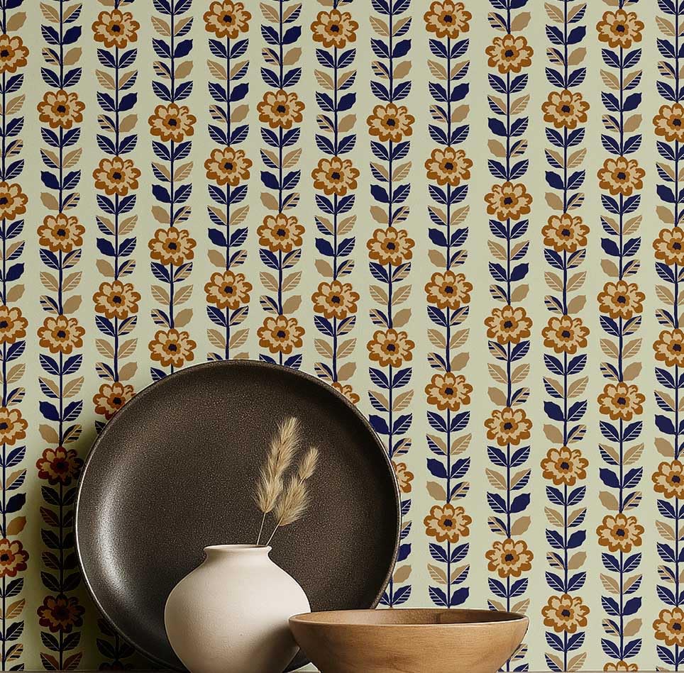 Papier peint floral asiatique S4sassy pour décorer salon et chambre